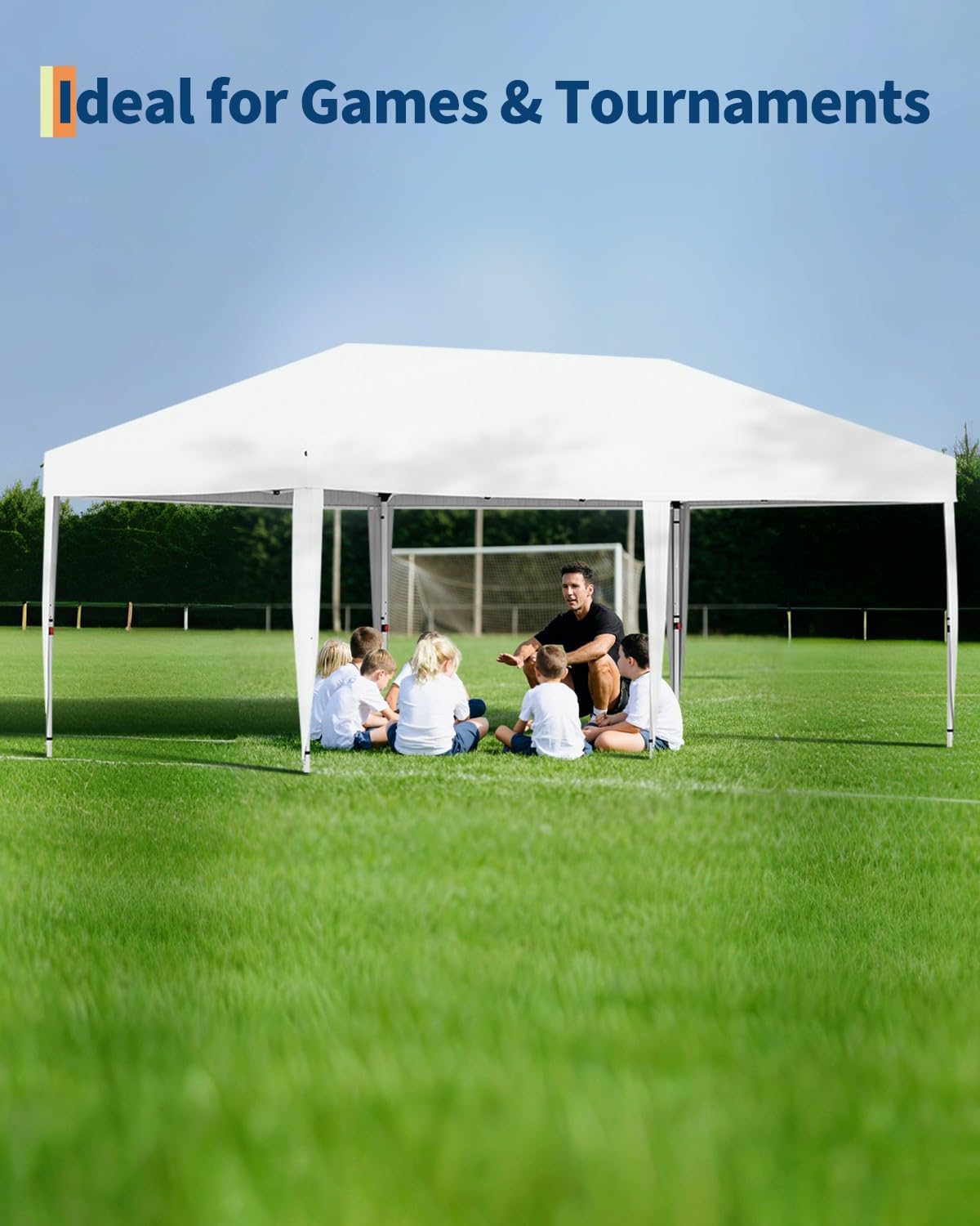 GarveeLife 10x20 Pop Up Canopy with 6 Sidewalls, Beach Ten with One Push Setup, Heavy Duty Outdoor Instant Canopy Tent with Portable Roller Bag, Silver Coated Top, 3 Adjustable Height, Sandbags,White