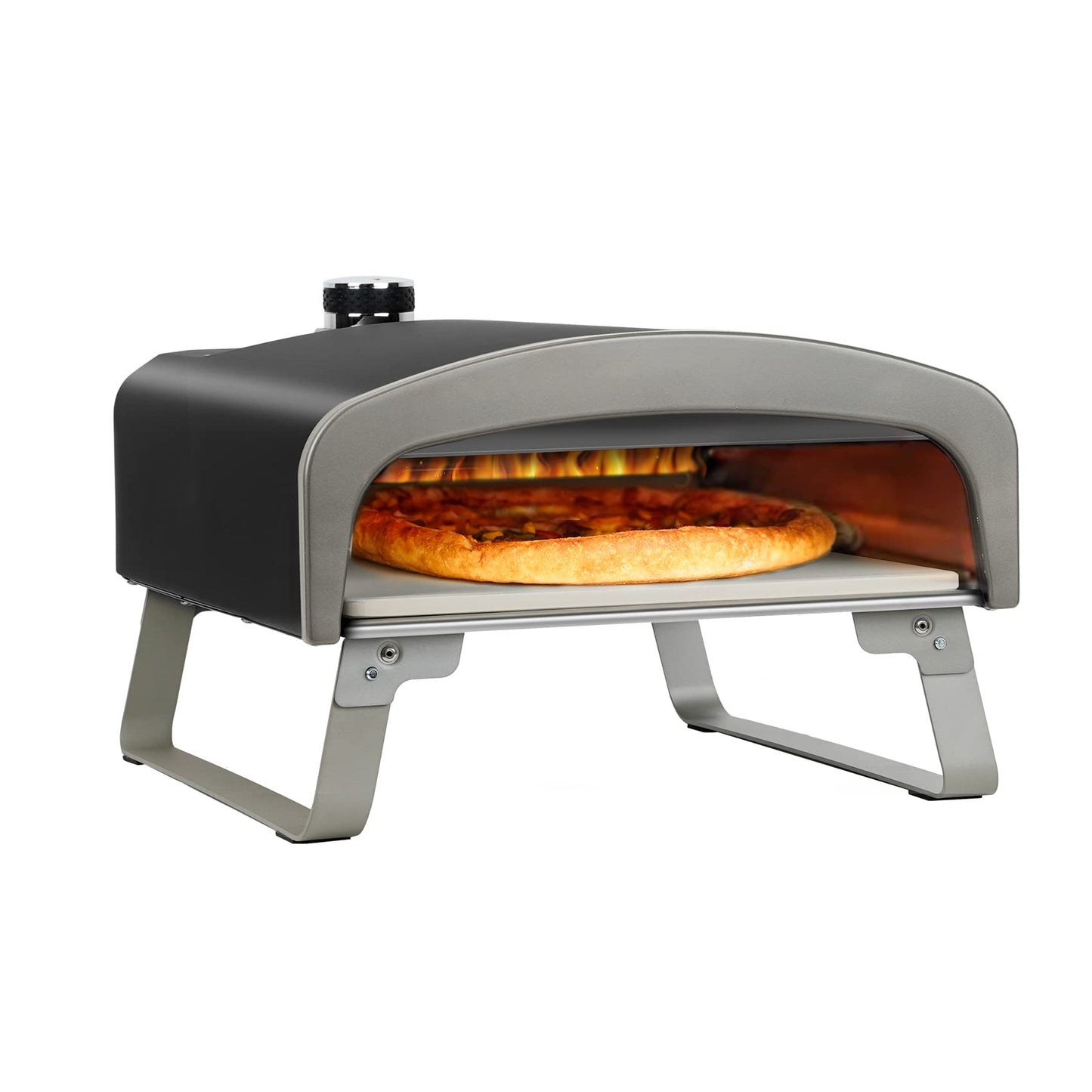 Q Pizza Outdoor Pizza Oven, Portable Gas Pizza Oven with 13x13in Pizza Stone for Outside Cooking, Backyard Pizza Maker, Pizza Accessory Ideal for Outdoor Kitchen and Party, Great Gift PS100