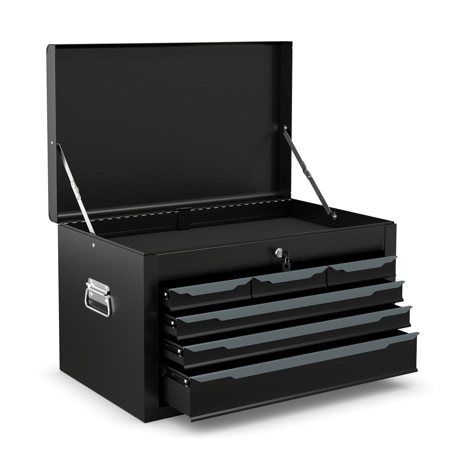 ERGOMASTER Steel Tool Box, 24'' Metal Tool Box with 6 Drawers, Lockable Heavy Duty Tool Chest Cabinet Storage Toolbox for Garage, Workshop, Repair Shop (Black-6 Drawers)