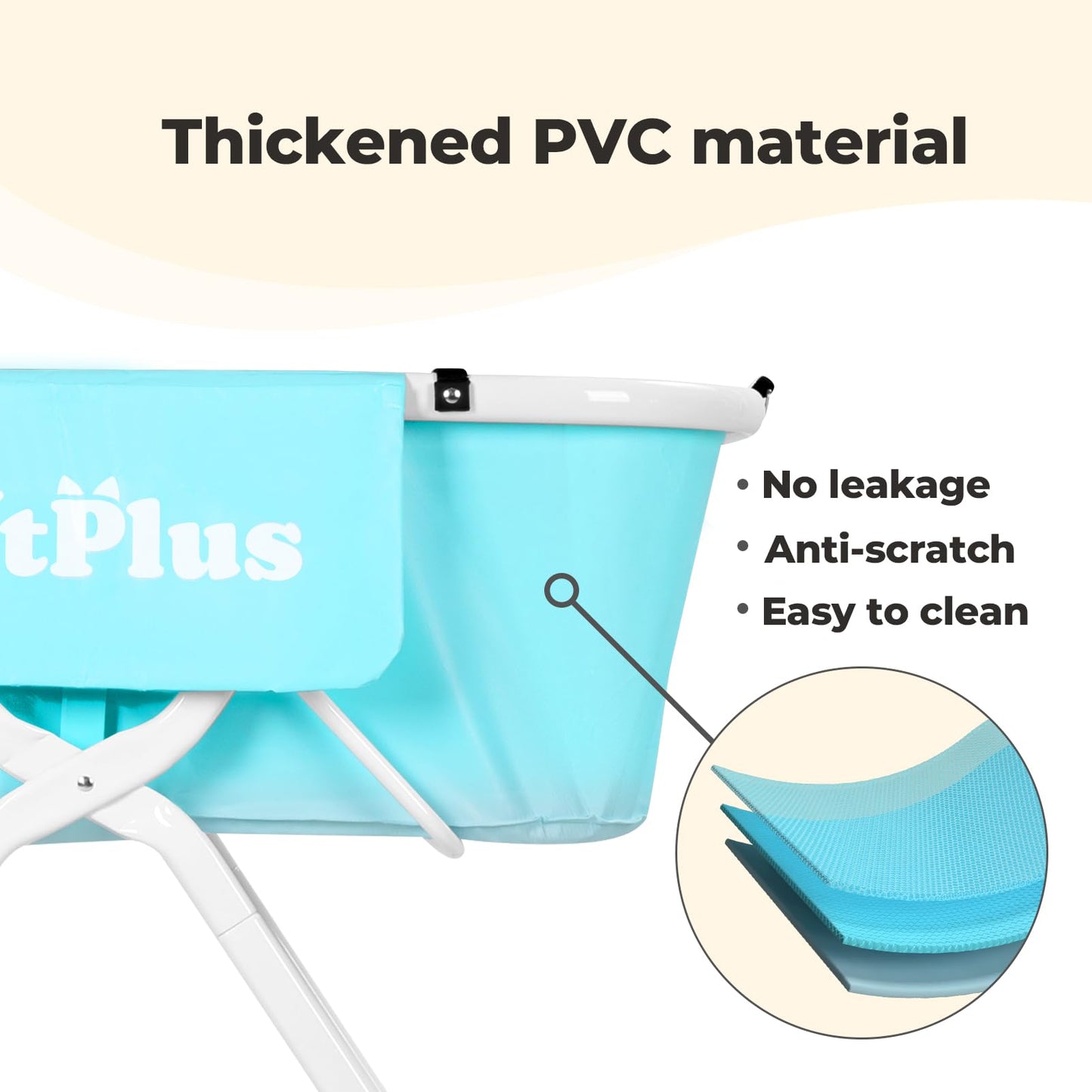 KITPLUS Portable Dog Bathtub, 5 Height Adjustable Dog Washing Station for Pet Shower and Grooming Foldable Bathing Tub with Storage & Anti-Slip Design for Small Large Dogs