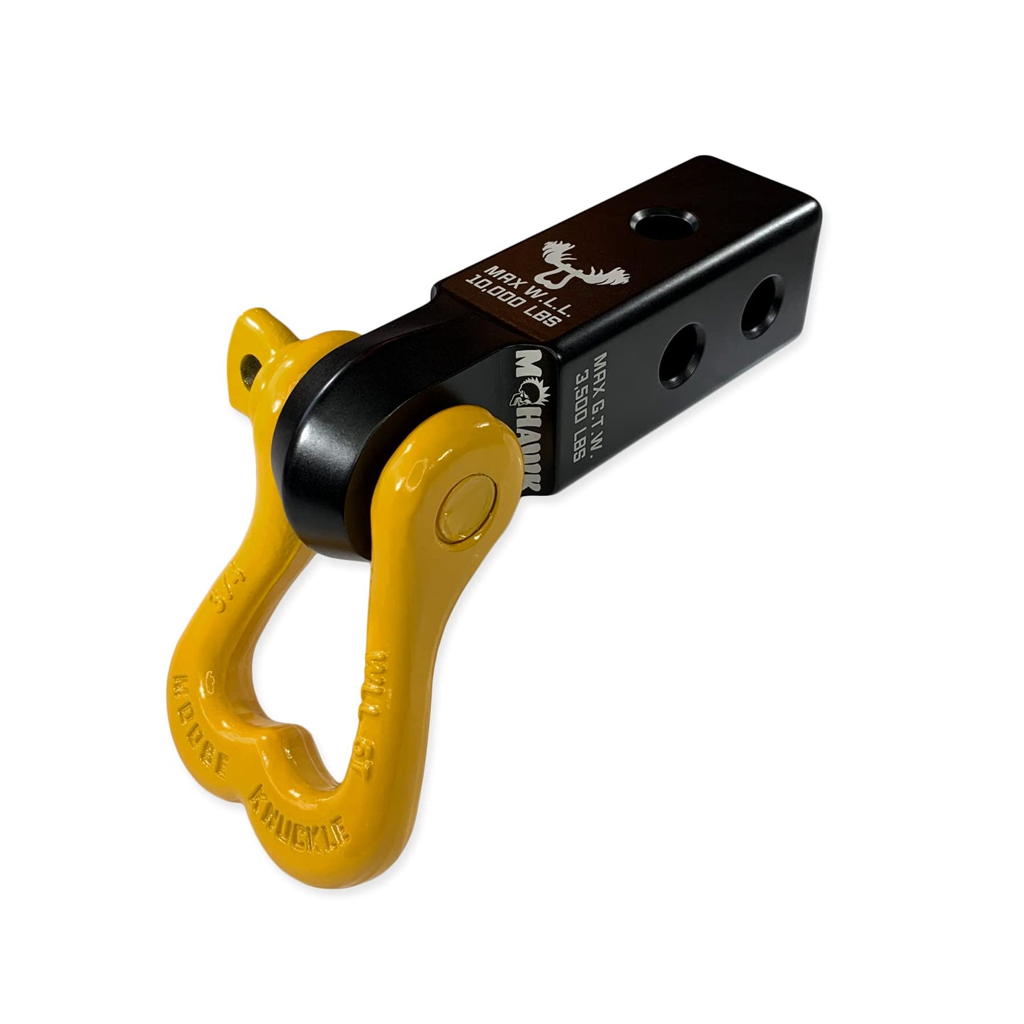 Moose Knuckle Offroad XL Shackle Mohawk 2.0 Receiver Combo | 10,000 lbs WLL Heavy Duty Off Road Accessories - Vehicle Recovery Gear | Shackle Hitch Receiver - Black Lung/Detonator Yellow