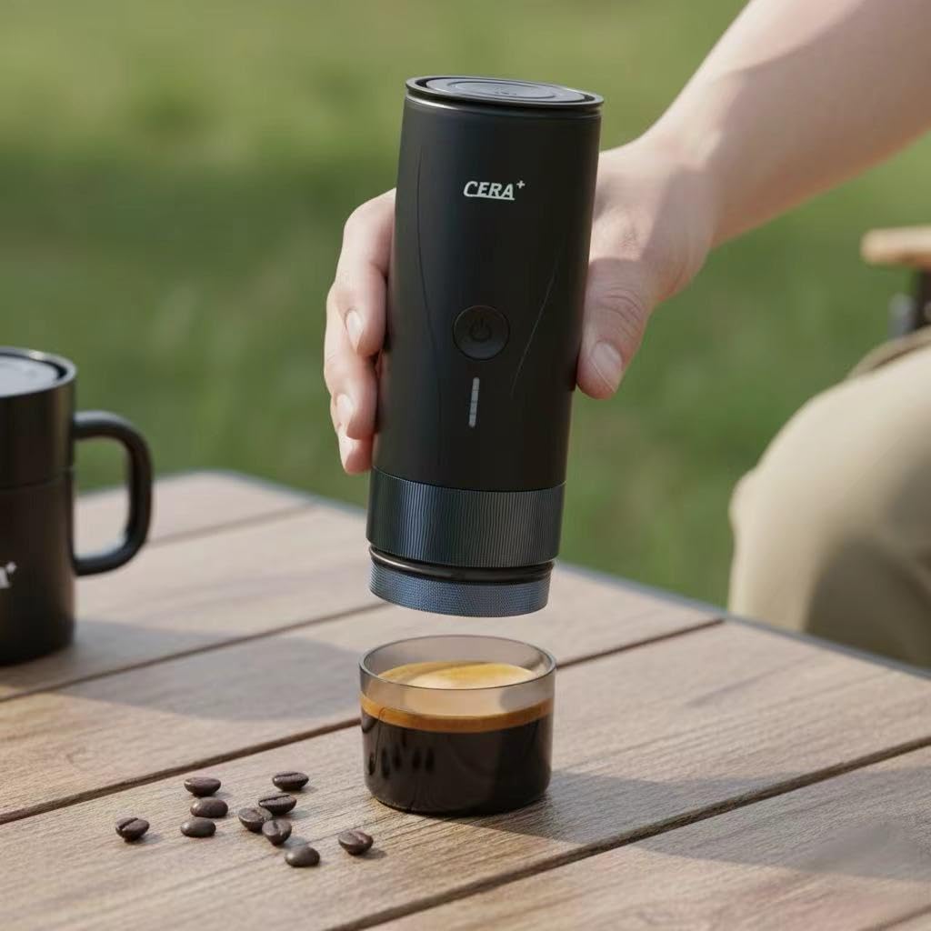 CERA+ PCM04A Portable Espresso Maker Pro Version Self-Heating Professional-Level Mini Coffee Machine Compatiable with Ultra-Fine Grind For Travel,Camping,Hiking
