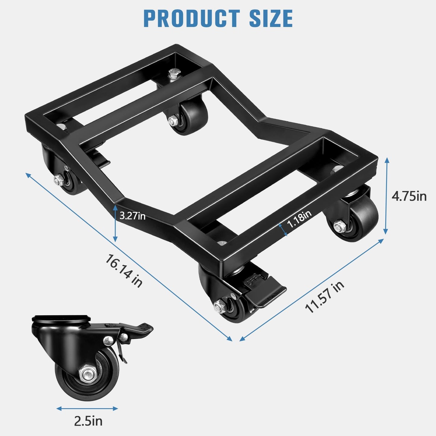 KEDSUM Car Dolly Set of 4, 6000 LBS Wheel Dolly, Heavy Duty Vehicle Dollies, Double V-Shaped Design & Nylon Casters with Brakes Used for Moving Cars, Trailers, SUV, Motorcycles and Boats