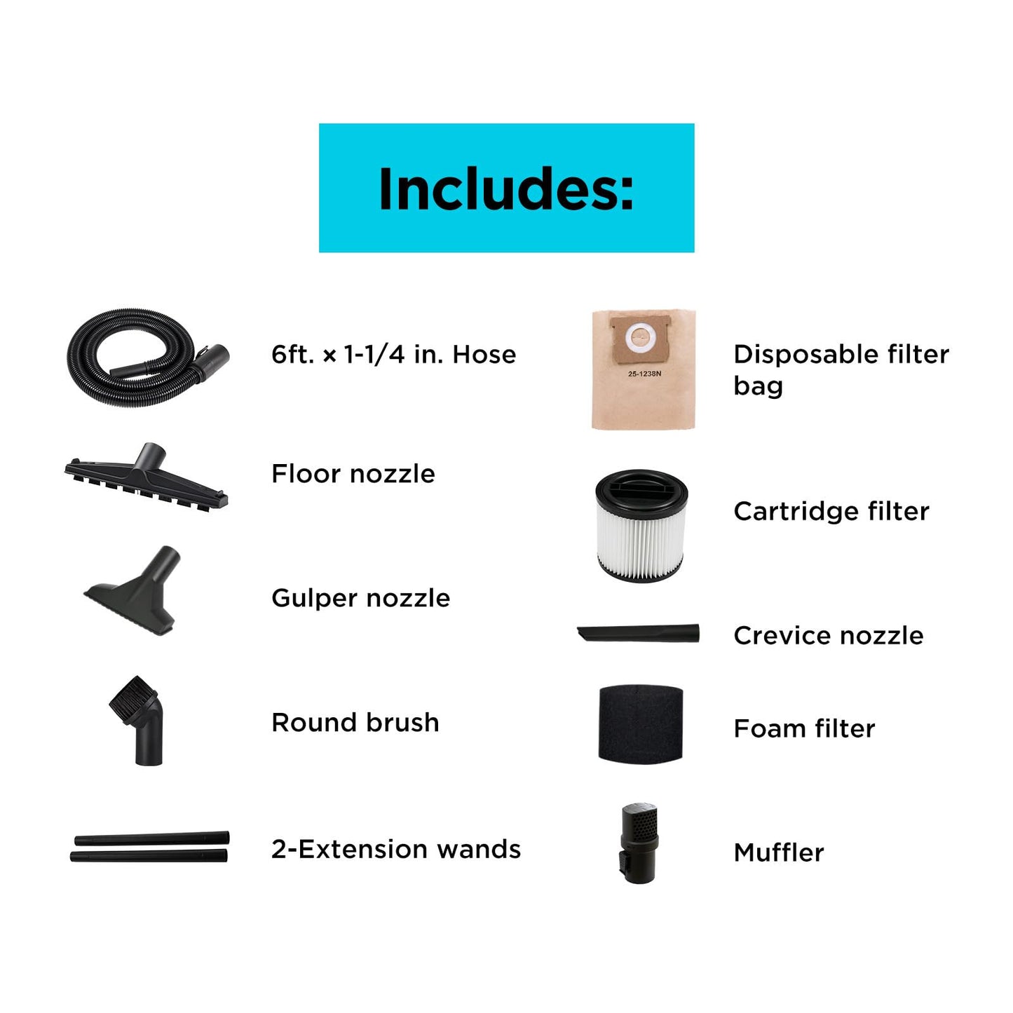 BLACK+DECKER Shop Vacuum Wet and Dry, 4 Gallon 5.0 Peak HP Wet/Dry Vacuum, Quiet Operation with Muffler, Long Reach Cleaning Range & On-Board Storage, Complete Accessory Set, BDXV18905P-4