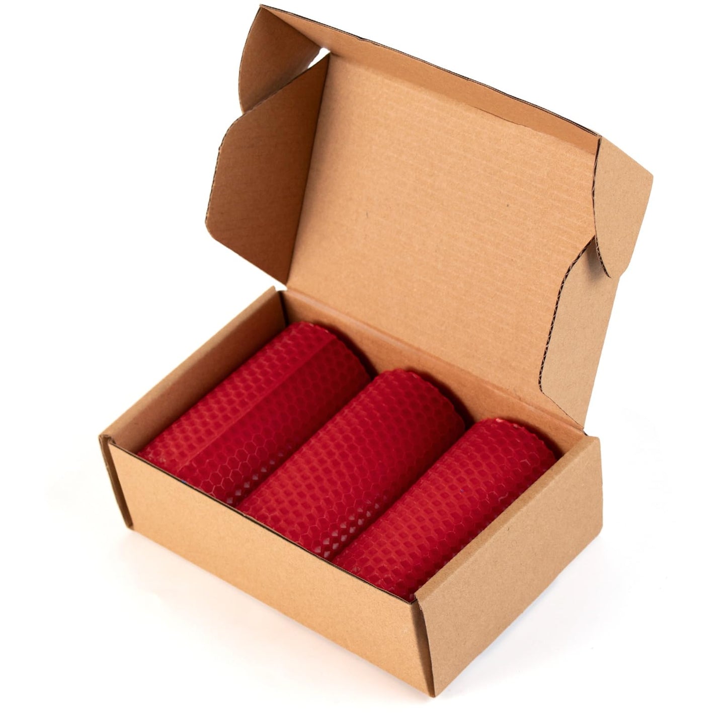 KONNI Beeswax Red Pillar Candles Set of 3, 2"x 4" Unscented Pillar Candles Bulk, 20 Hours Long Burning Candles, Smokeless&Dripless Large Round Candle for Wedding, Decoration, Parties, Spas, Dinner