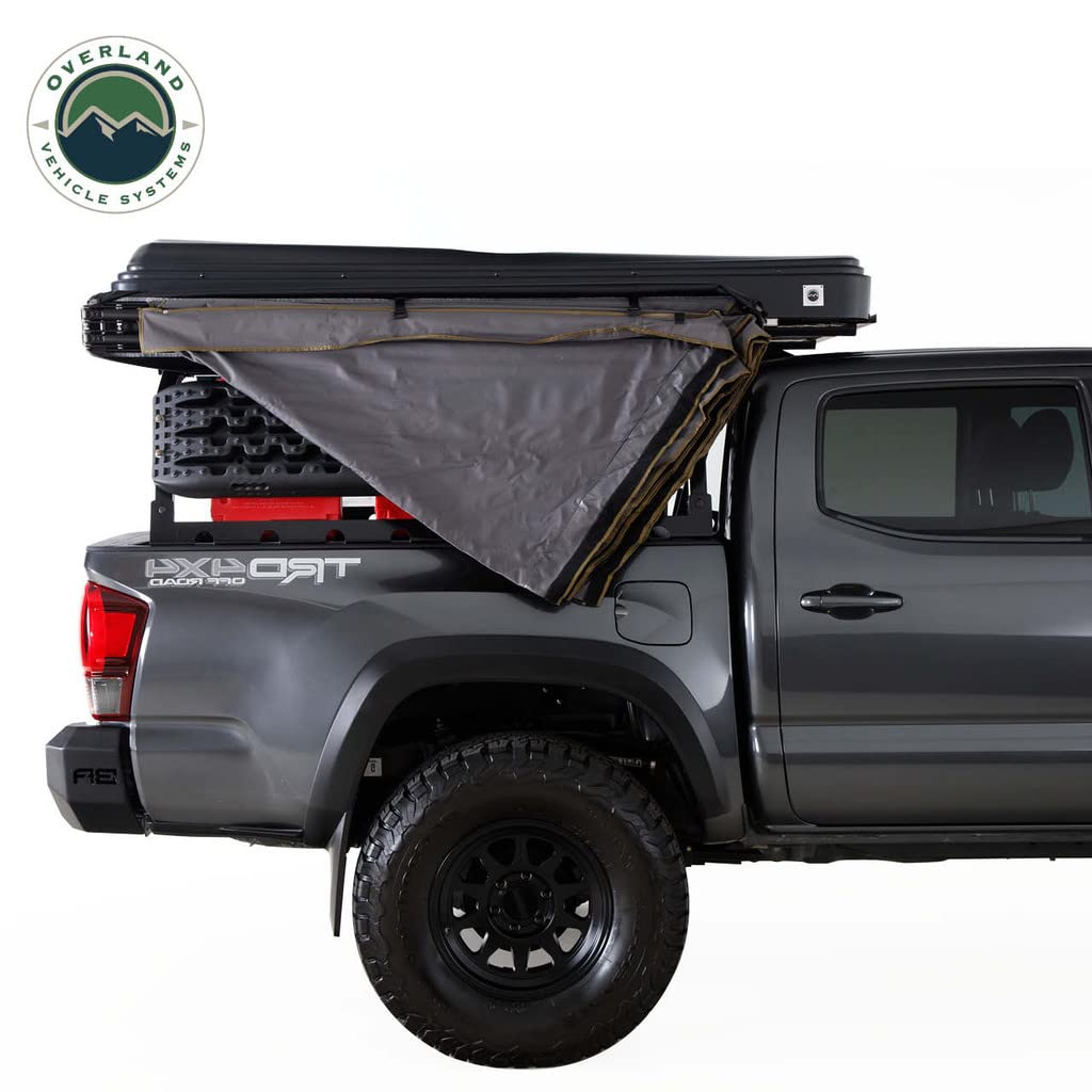 Overland Vehicle Systems 19689909 HD Nomadic 270 LTE Awning Passenger Side | 65 Sq Ft of Coverage | Dark Gray Fabric with Travel Cover Included | Twist and Lock Technology | Weather-Resistant