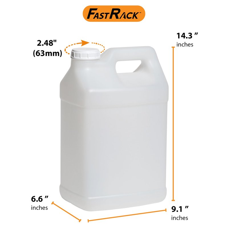 FastRack 2.5 Gallon Water Jug (Pack of 4) w/ 1 Black Rubber Cap Gripper | Reusable Plastic Jug with lid for Liquids | Heavy-Duty Water Container for Storage, Camping | BPA-Free Gallon Jugs with Lids