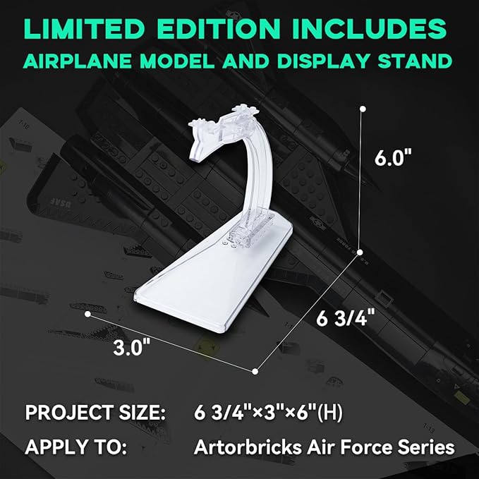 ArtorBricks SR-71 Reconnaissance Blackbird Airplane Military Building Set with Display Stand - 183Piece Model Kit for Adults Collectors & Hobbyists