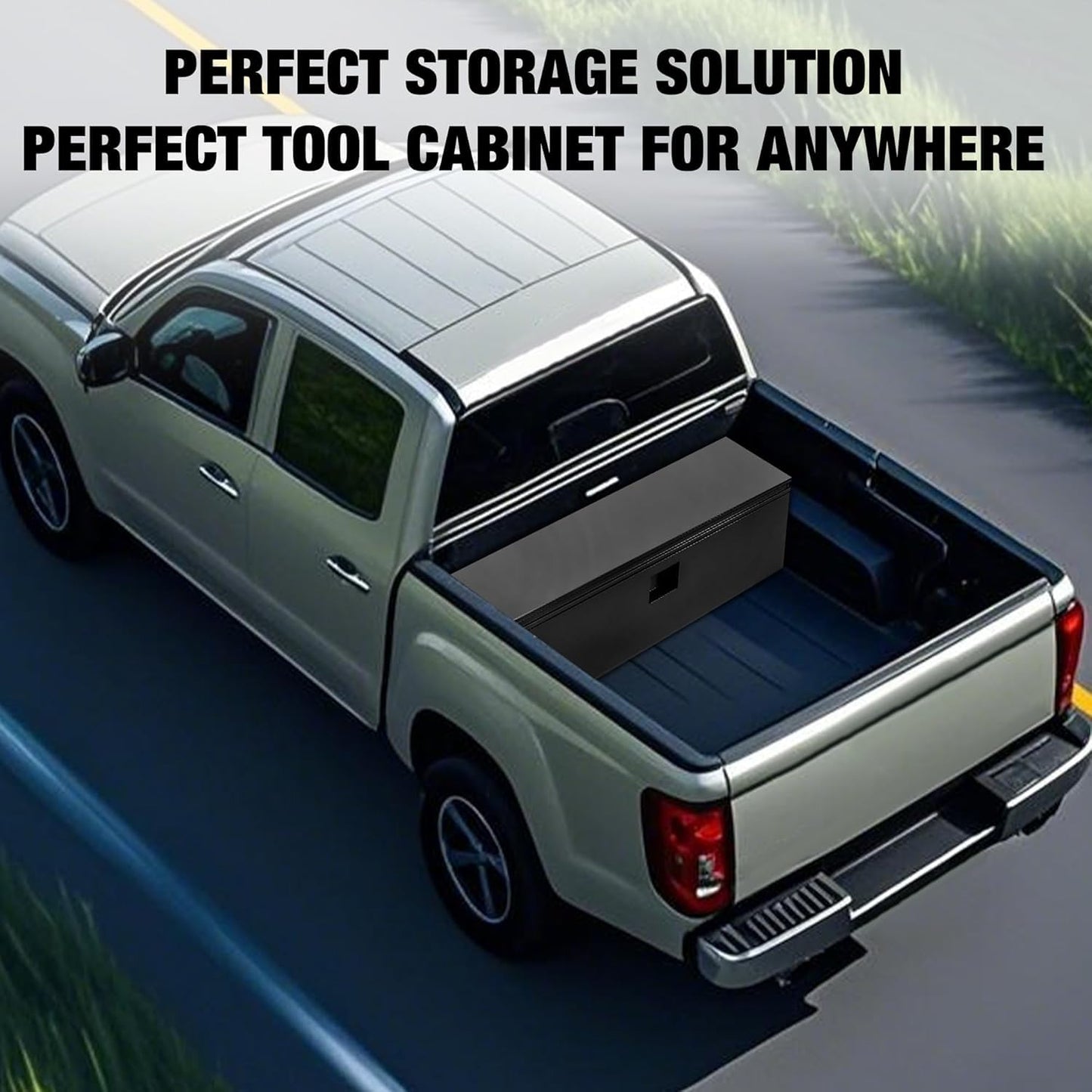 ExploreHorizon Steel Heavy Duty Truck Bed Tool Box, Door with Double Sided Hydraulics Rods for Trailer Truck Pick Ups