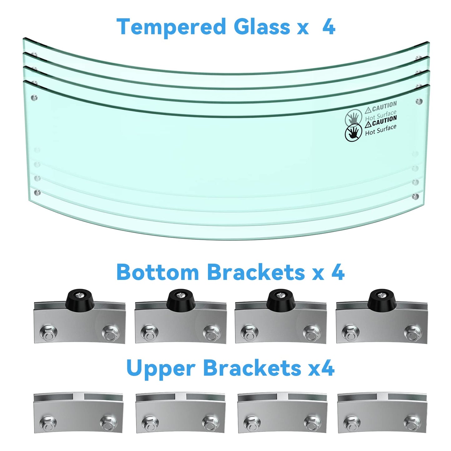 Skyflame 24" Round Fire Pit Glass Wind Guard, Thick & Clear Tempered Glass Flame Shield with Bracket & Feet, Fit for Outdoor Propane/Natural Gas Fire Pit/Table