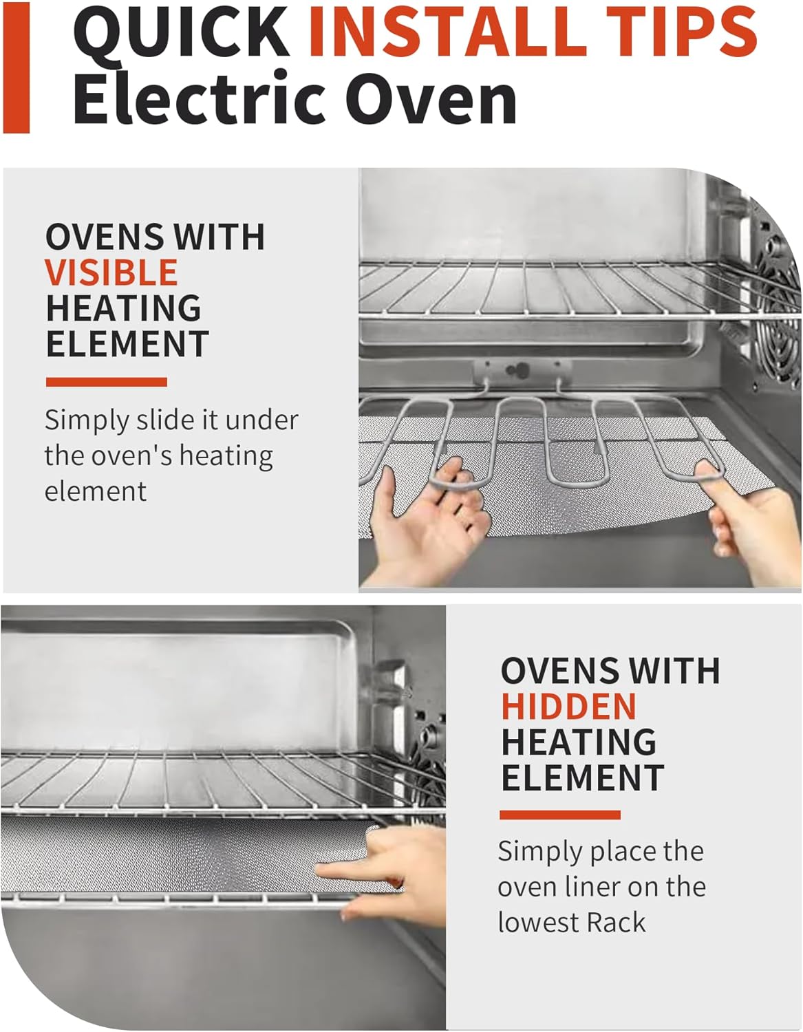 Skiennix Oven Liners - Heavy Duty 2 Pack Reusable Mats for Electric & Gas Ovens | 17"x25", BPA & PFOA Free