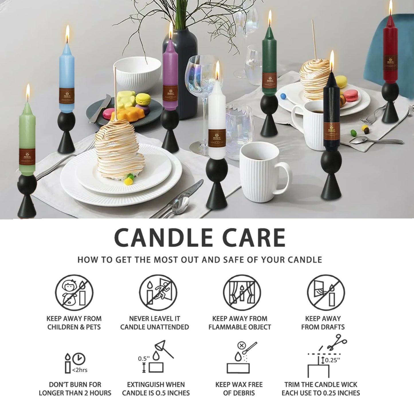 Short Candlesticks White Taper Candles - 5 Inch Dripless Candle Sticks Small Unscented Dinner Candles for Mother’s Day Wedding Table Centerpieces Home Party Decoration,4 Pack
