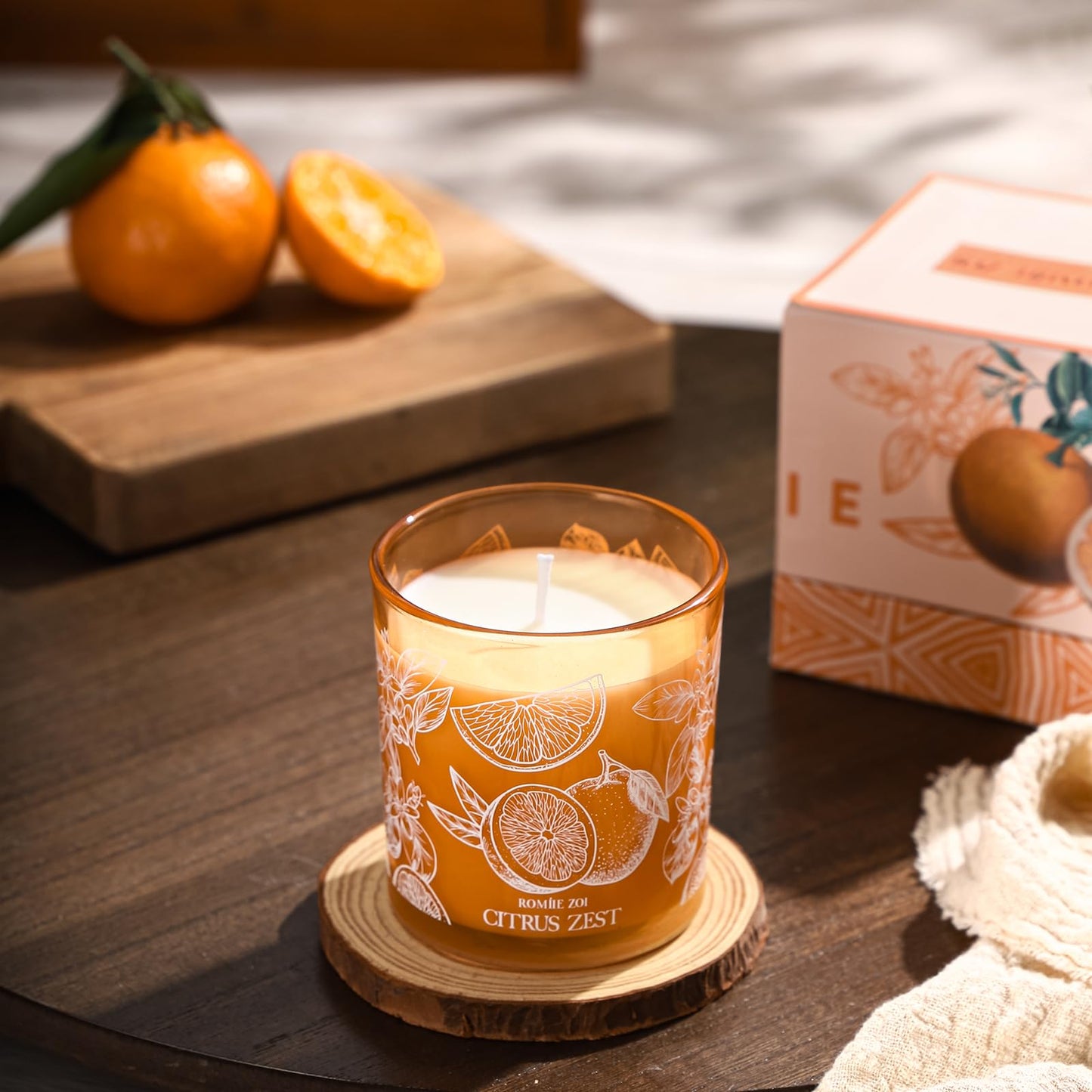 ROMIIE ZOI Scented Candle - Citrus - 6oz Aromatherapy Soy Wax Jar Candle for Home, Gifts for Women - 170g