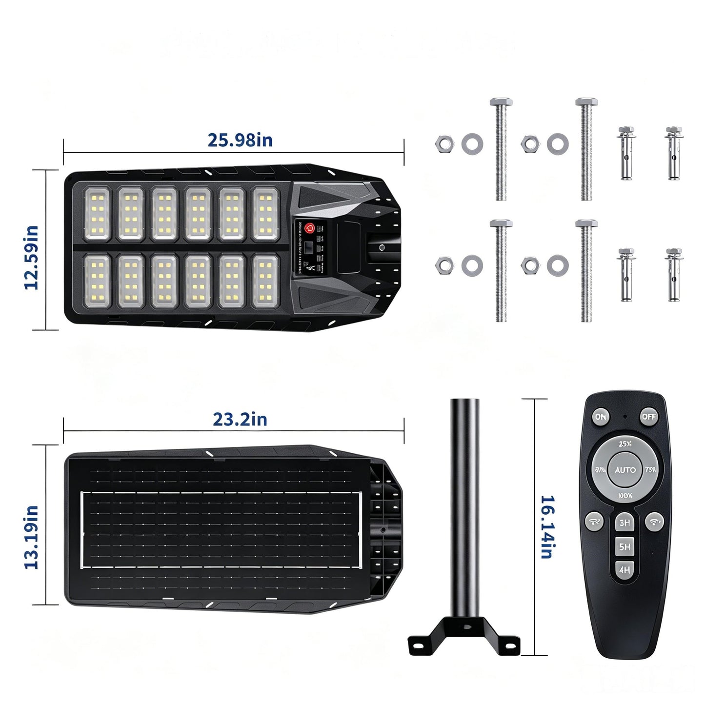HWTDJJY Solar Street Light for Outdoor 6 Pack, 550W Multi-Mode Solar Street Light with Motion Sensor, 6500K IP67 Waterproof Dusk to Dawn Outdoor Light for Courtyard Path