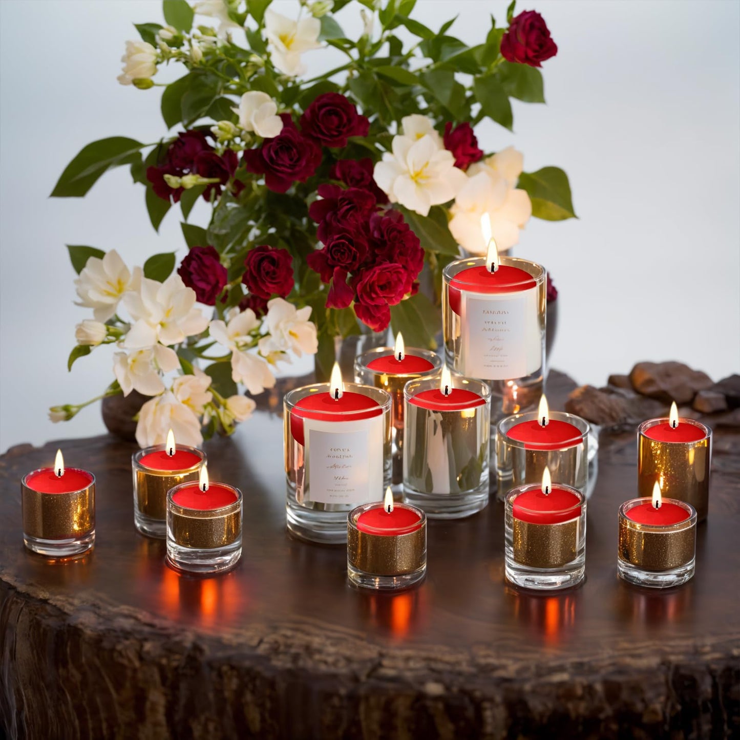 6 Pack 3 Inch Red Floating Candles,3 Inch Floating Candles Unscented,Long Lasting Candles 10 Hours for Valentine's Day,Thanksgiving, Wedding,Christmas,New Year,Party & Pool Decoration
