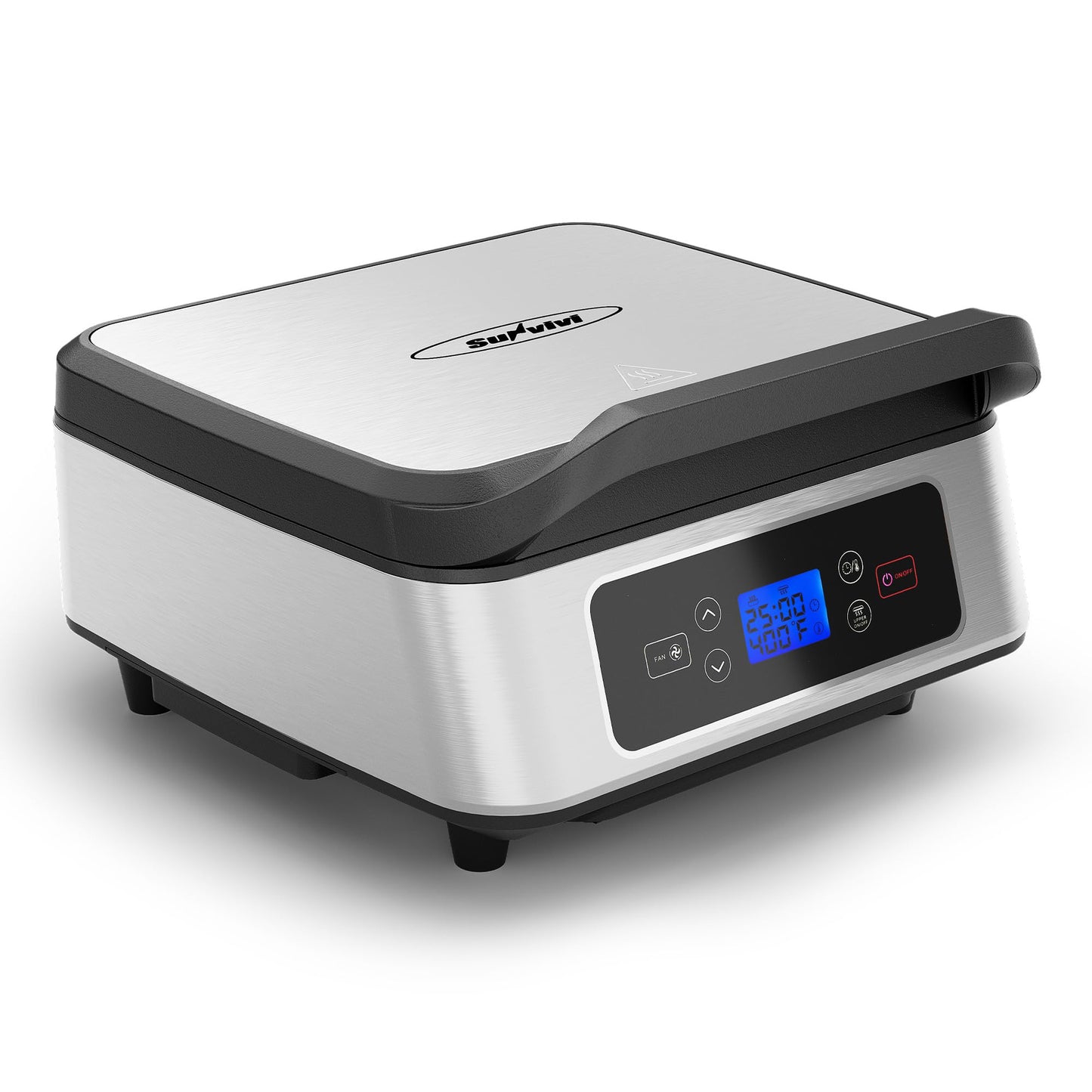 SUNVIVIPRO Electric Panini Press Sandwich Maker, 1300W Smokeless Indoor Grill with Removable Non-Stick Plates, Auto-Lift, Fan, Independent Upper Heating, Smart Time & Temperature Control, Silver