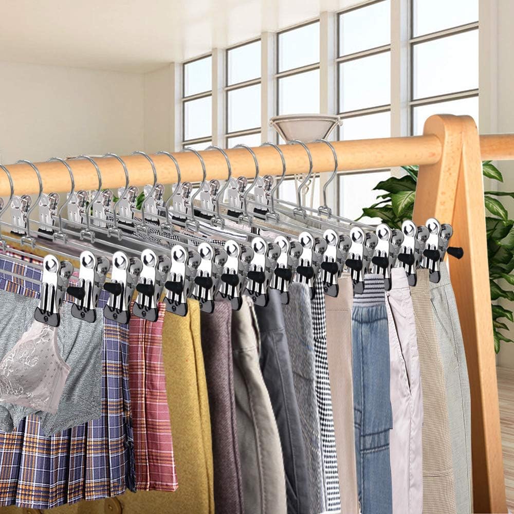 Northern Brothers Heavy-Duty Pants Hangers with Clips - Adjustable 20 Pack for Space-Saving Closet Organization