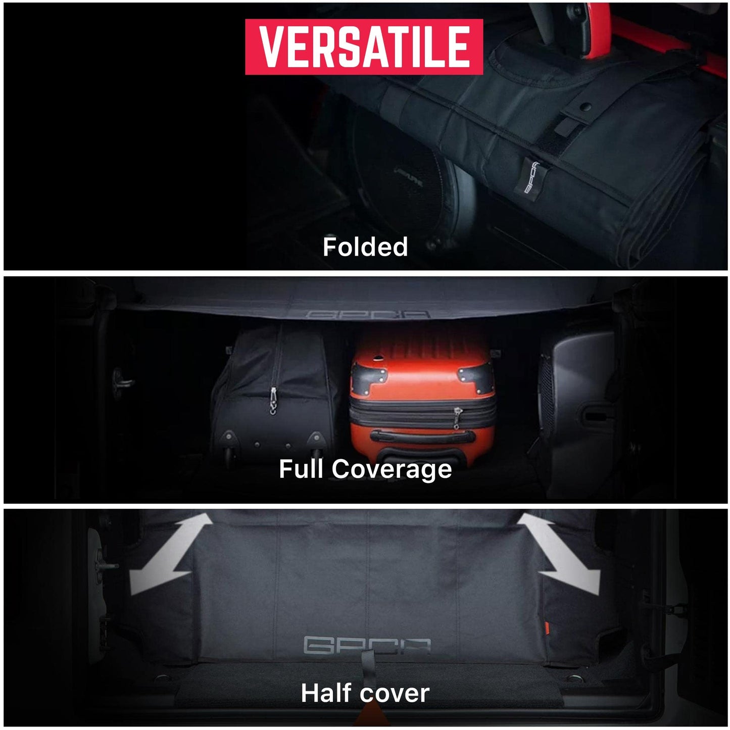 GPCA - Freedom Pack PRO Under Hardtop/Topless Easy-to-Install Patented Tonneau/Trunk Cover Heavy-Duty Accessories for Wrangler JL 2018-2024, 4DR Sport Sahara Rubicon & Freedom Unlimited Models