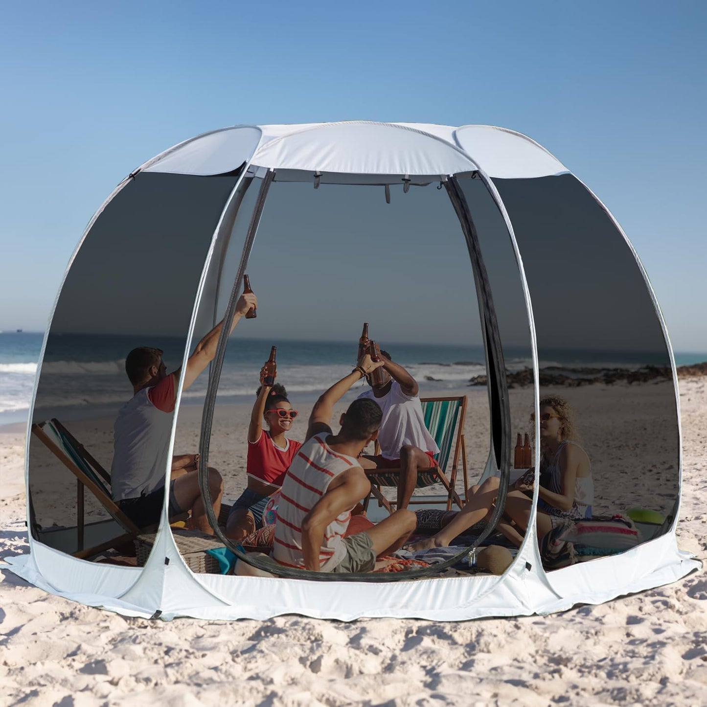 Alvantor 10'x10' Pop Up Screen House Tent, Instant Outdoor Gazebo with Mosquito Netting & UPF 50+ Sun Protection, Portable Canopy Shelter for Patio, Backyard, Camping (4-6 Person),Grey