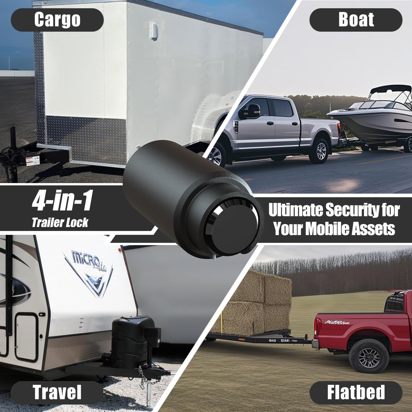 NiwNiw 2516-B Heavy Duty Trailer Hitch Lock 2-5/16 Inch Bulldog or Ram Ball Coupler Anti-Theft,Travel RV/Camper/Boat/Truck/ATV/UTV/Flatbed/Cargo/Dump/Utility Trailer Tongue Lock Secure Design