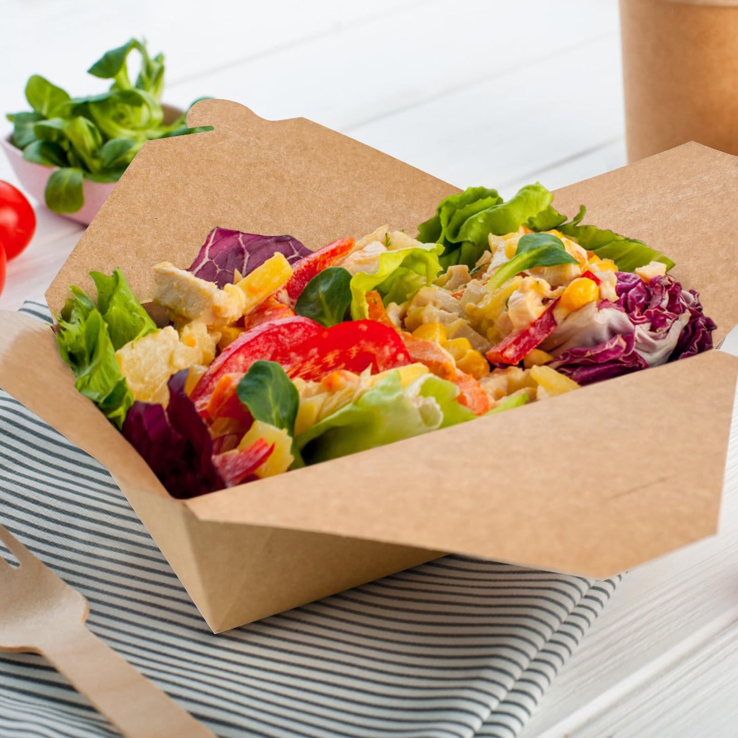 EcoDispose 71 oz Kraft Paper Pack of 200 Fold To Go Containers, Microwaveable Leak and Grease Proof Take Out Boxes for Lunch,Leftover and Restaurant