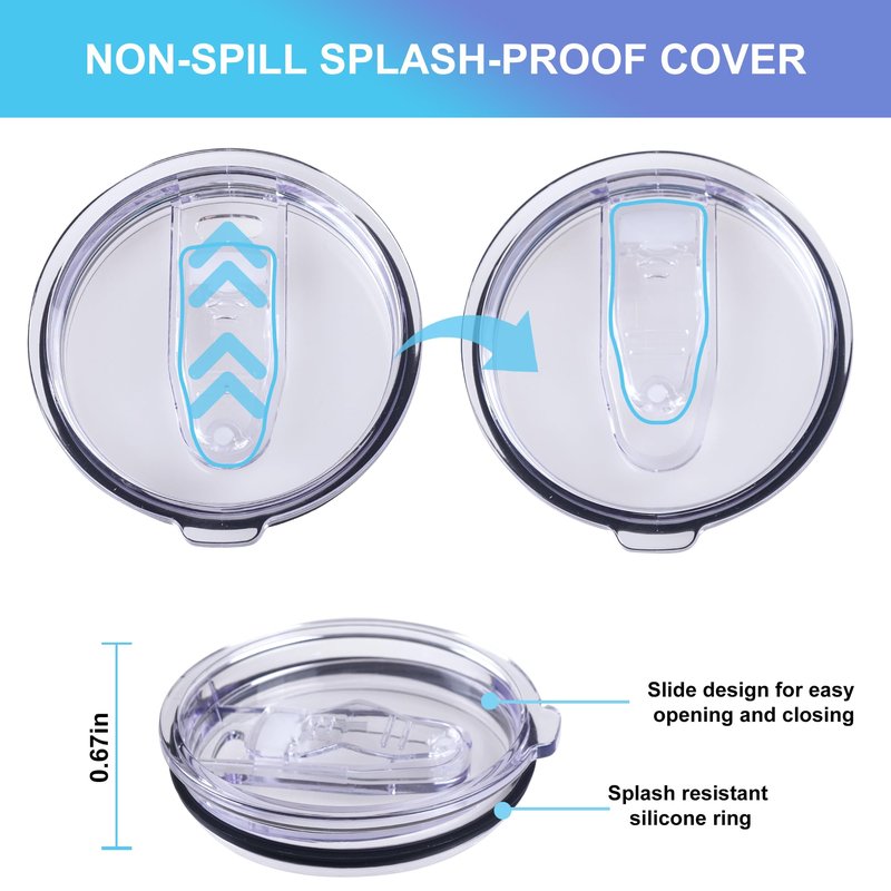 AICMEI 2 Replacement Lids for 20oz Stainless Steel Tumbler Lids-Replaces Only Covers With a Top Diameter of 3.4 inches(Bottom Diameter of 3.23 inches)
