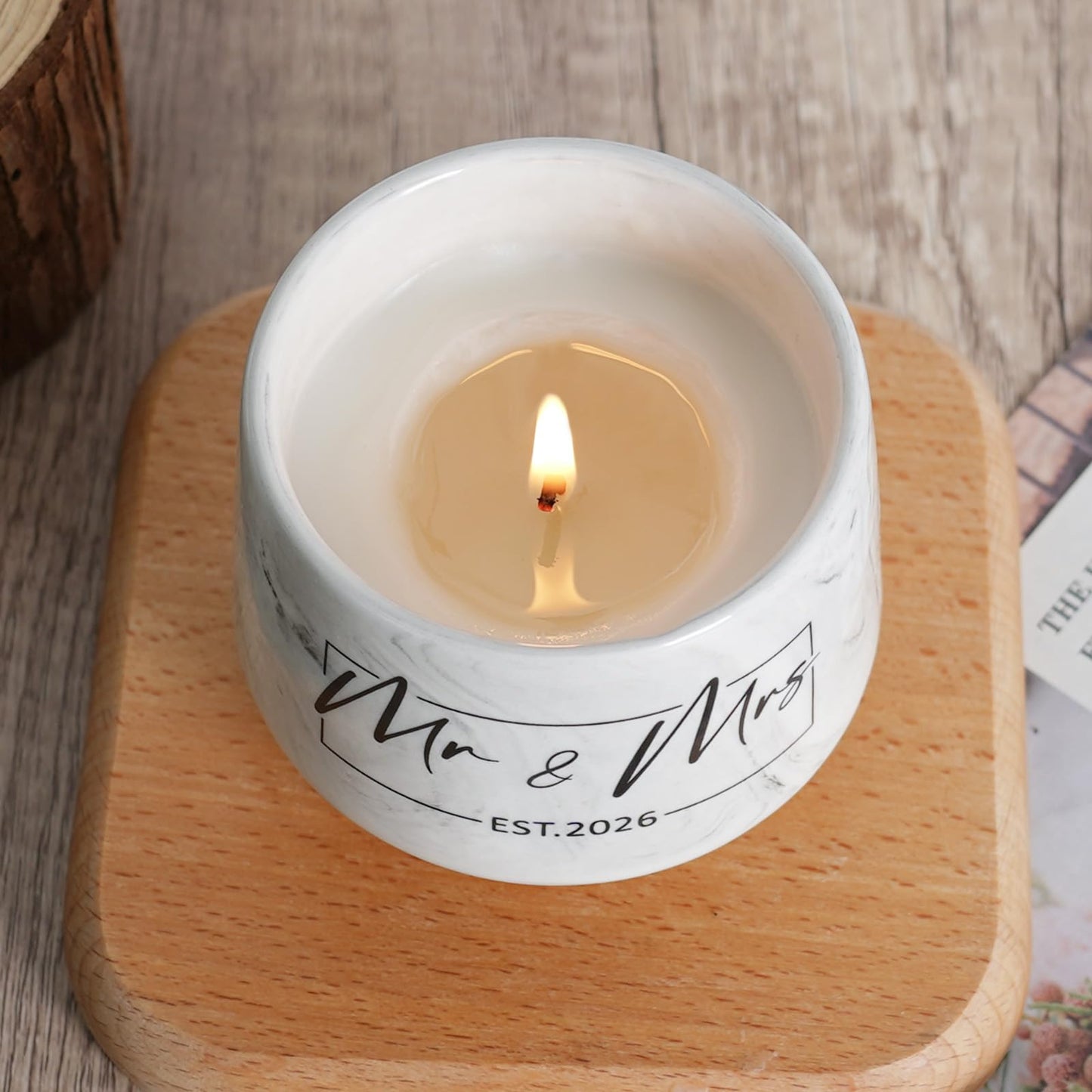 Wedding Gifts - Mr and Mrs Gifts-Wedding Gift for Couples 2026 - Bridal Shower Bride Gift for Married Newlywed - Just Married for Newlywed Couple Bride - Lavender Scented Candles 6 Oz