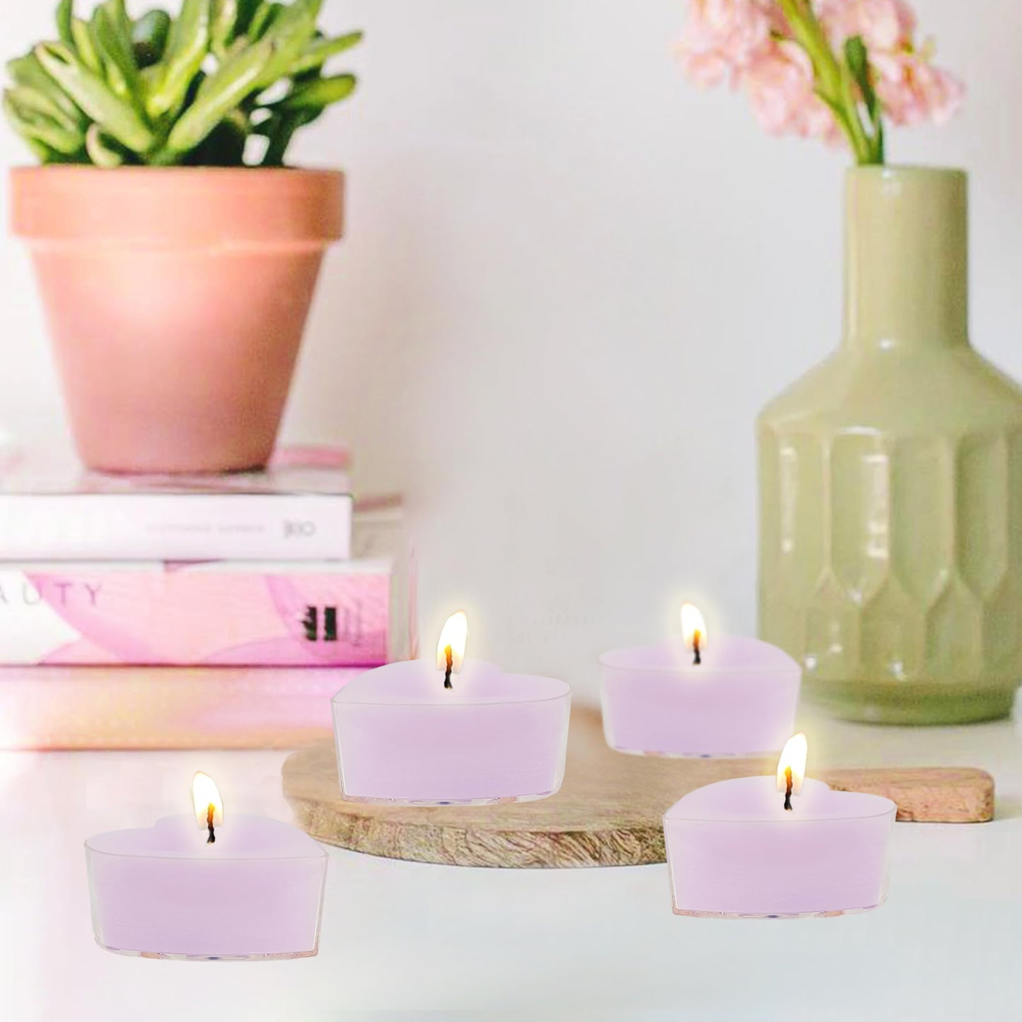 Purple Tea Lights Set of 24, Violet Scented Tealight Candles, Handmade Tea Candles, Long Burning Tealights for Romantic Wedding Home Decor Gift