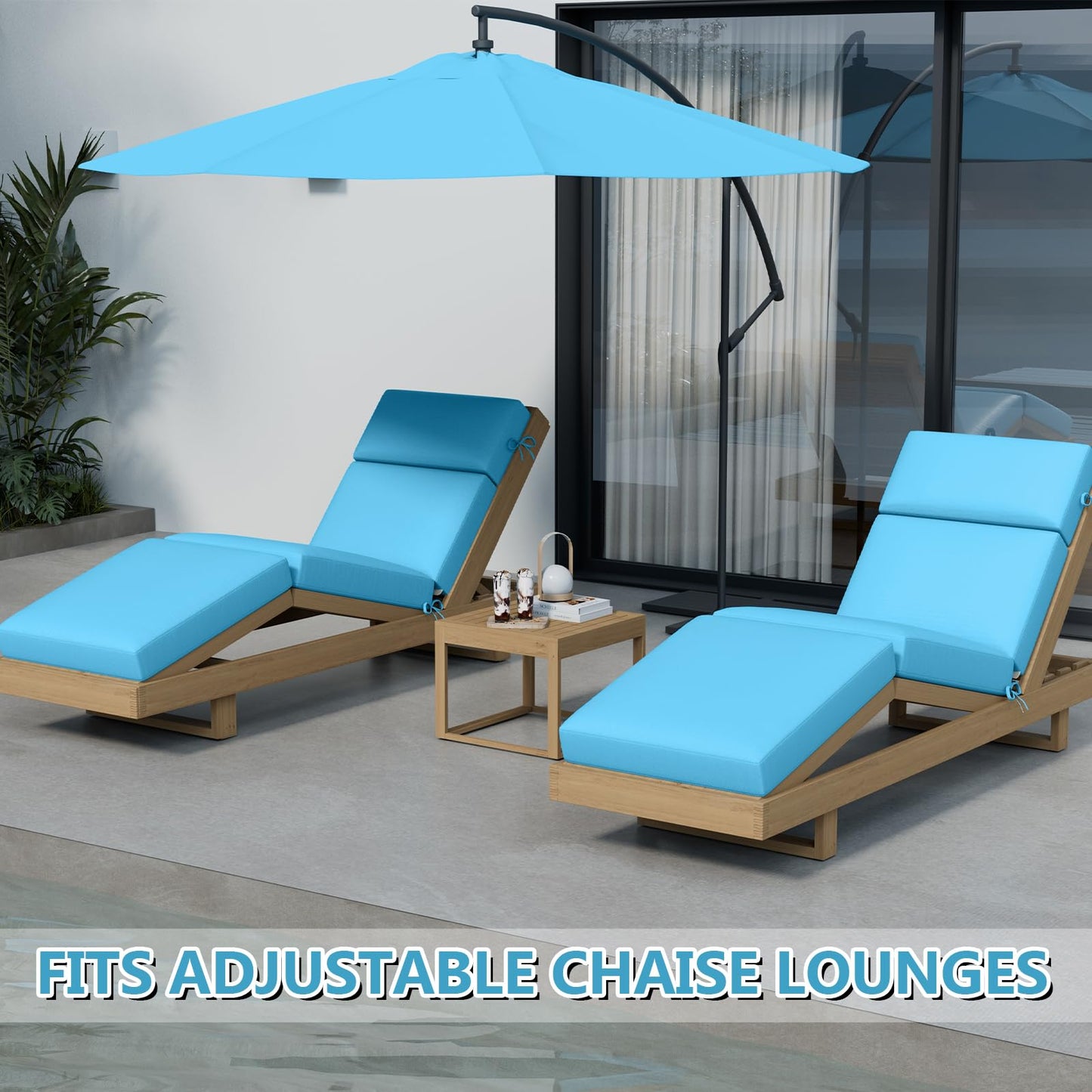 2 Pcs Chaise Lounge Cushions Outdoor, 72 x 21 x 4 Inch Lounge Chair Cushions for Outdoor Furniture - Waterproof Lounge Patio Replacement Cushion, 4In Fade-Resistant ThickPatio Chaise Lounge Cushion