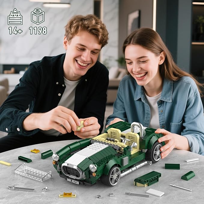 Mould King 10228 Cobra Car Building Sets 1198-Piece MOC Classic Sports Car Building Block Kits Collectible Racing Supercar Model for Adult & Teens Age 14+