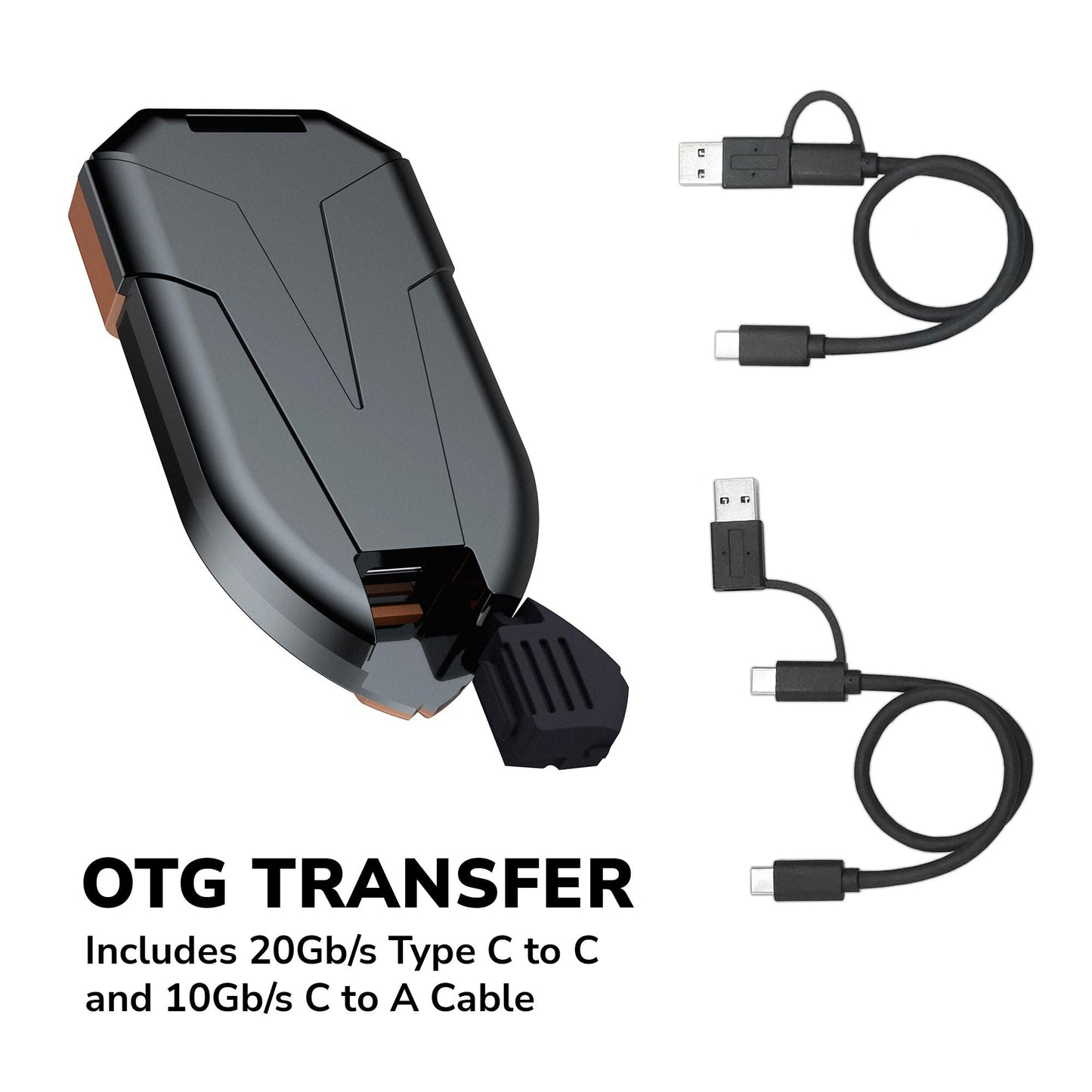DATO 1TB External SSD, ARES Amber Shield Portable SSD w/LED, Up to 1600/1500 MB/s, OTG-Supported, IP67 Waterproof USB 3.2 Gen 2x2 Type C Rugged External Solid State Drive