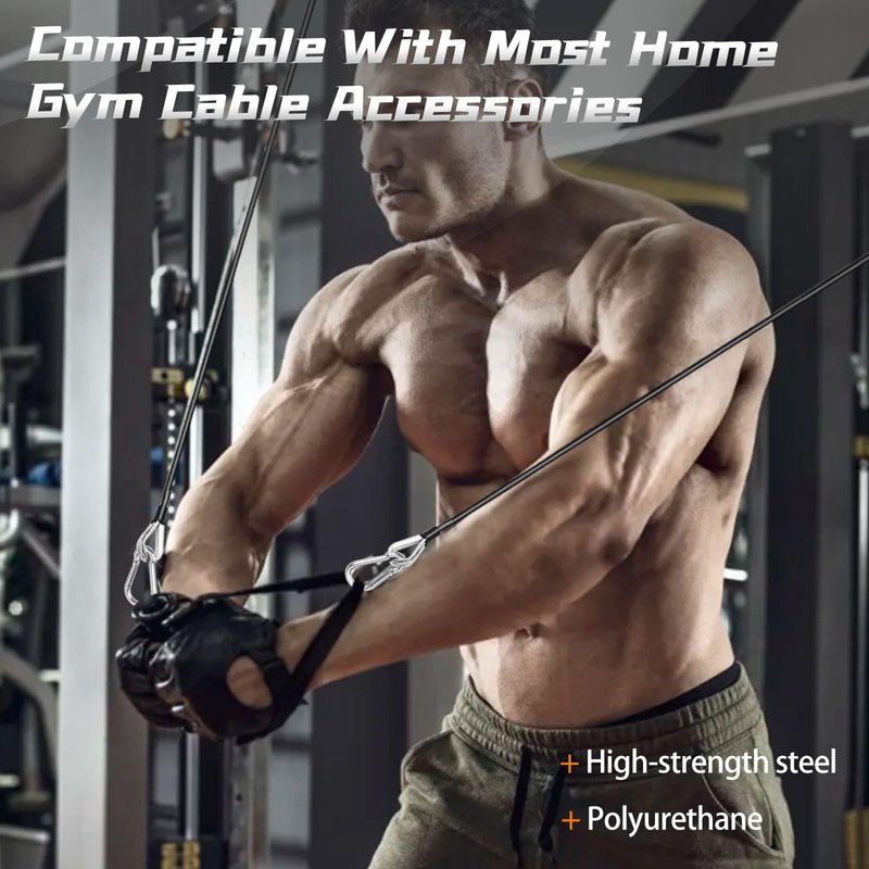 AccEncyc Cable Attachments for Gym, 2PCS Gym Cable Extension Compatible with Gym Accessories, Gym Cable Machine for LAT/Tricep Pull Down, Leg Extensions Machine (39inch)