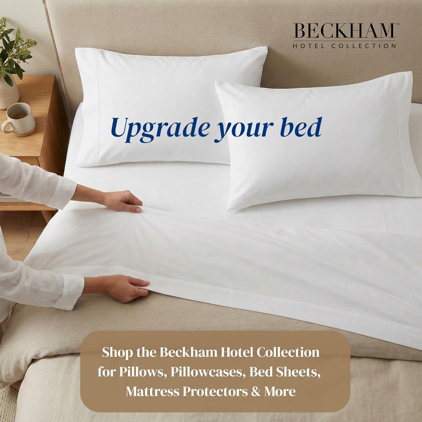 Beckham Hotel Collection Queen Sheets Set - 100% Cotton Sateen, Silky Smooth & Soft, 16” Deep Pocket | White