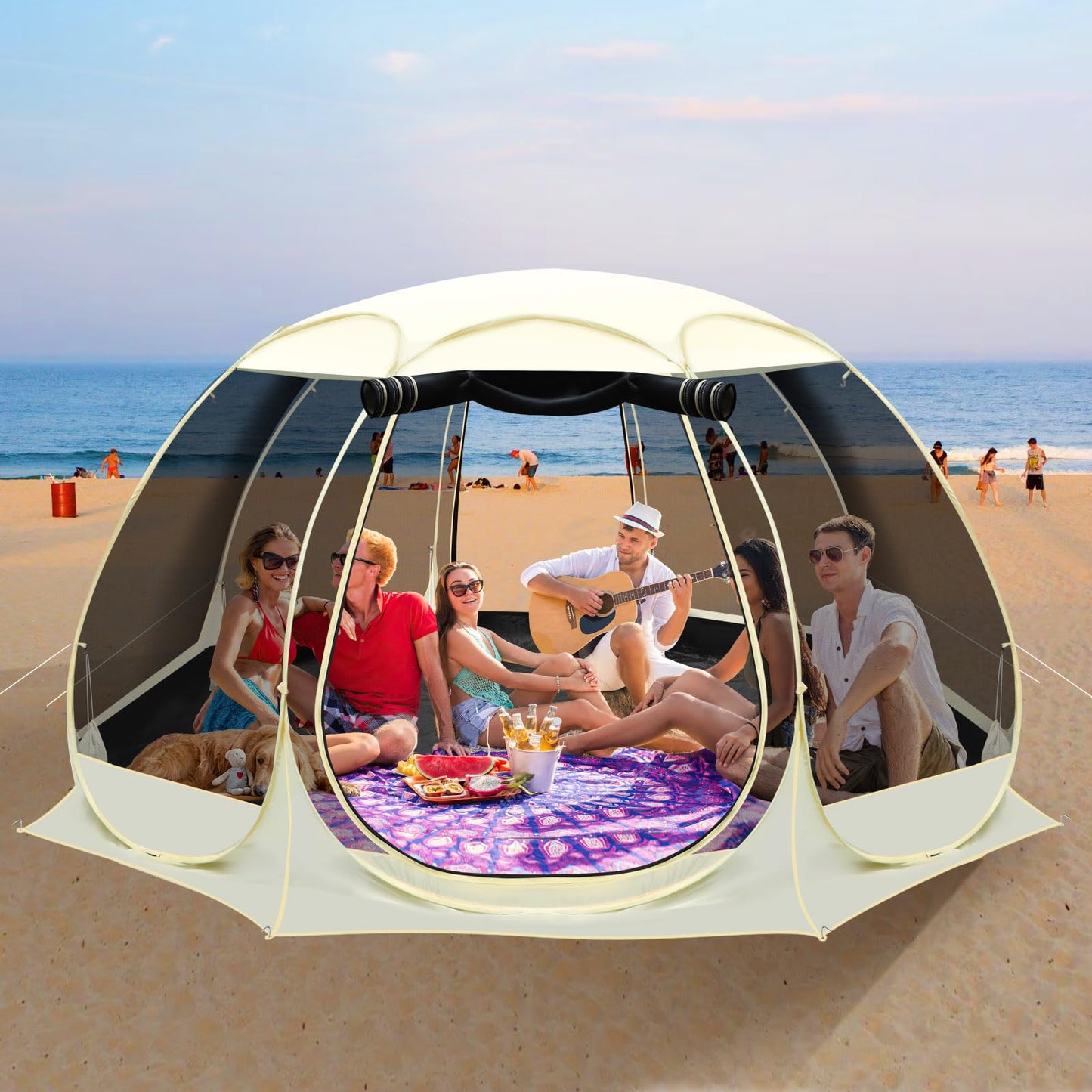 URCUZER 12x12Ft Pop-Up Canopy Screen House Tent - Outdoor Screen Room with 10 Mesh Side Panels Not Waterproof, Includes Carrying Bag - Fit 8-10 Person