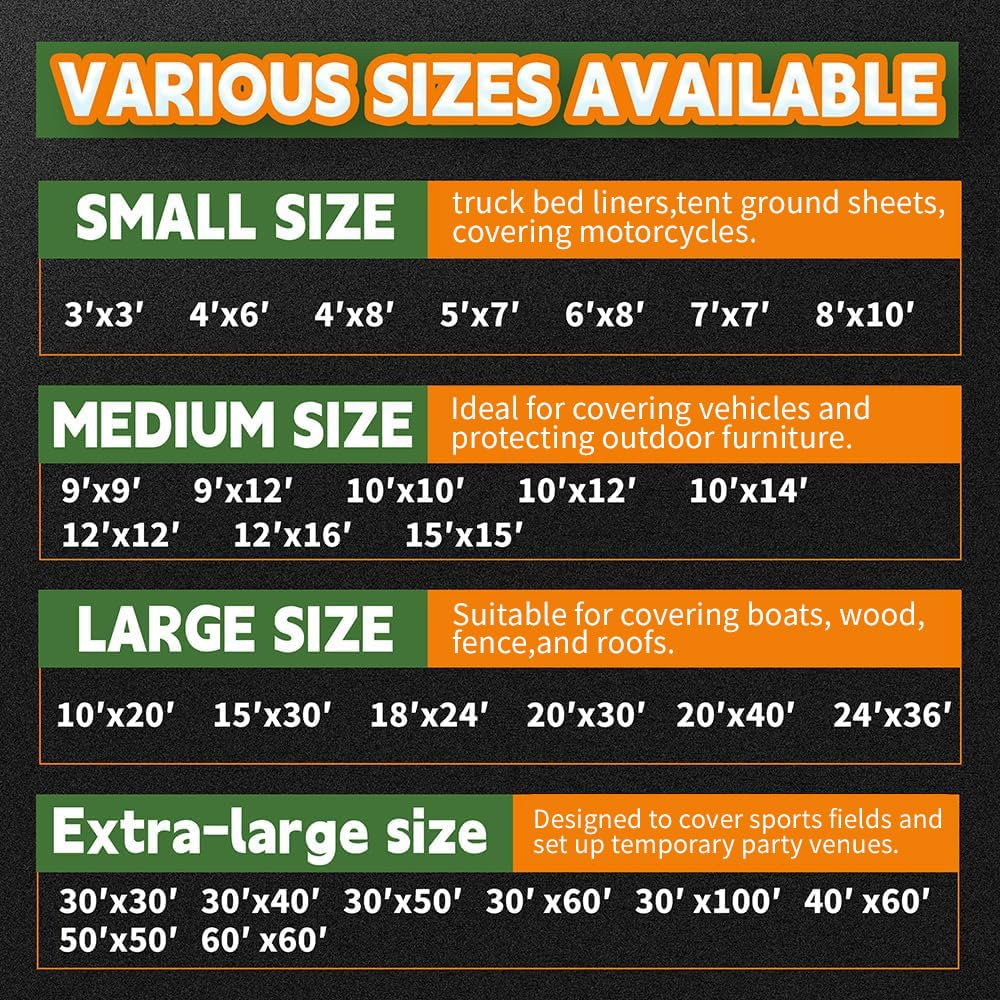 RAINDEWAY Large Tarp,40x60 Feet Tarps Heavy Duty Waterproof,10Mil Thick Multipurpose Tarp Cover with Metal Grommets and Reinforced Edges,Silver/Brown