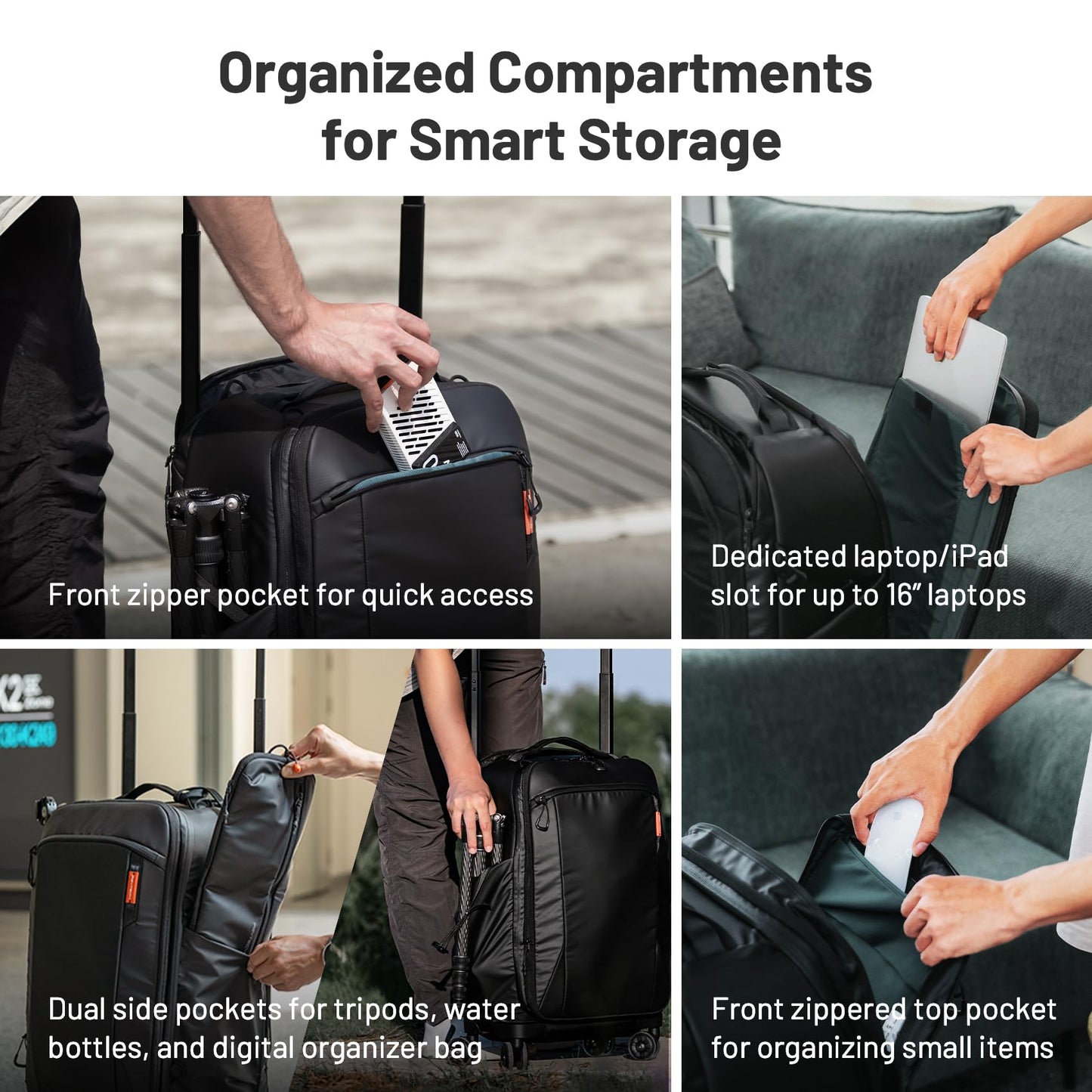PGYTECH 2-in-1 Roller Camera Backpack, DSLR/SLR/Mirrorless Bag for Travel Photographers, Rolling Luggage with Tripod & Removable Modular & Rain Cover, Compatible with Canon, Nikon, Sony