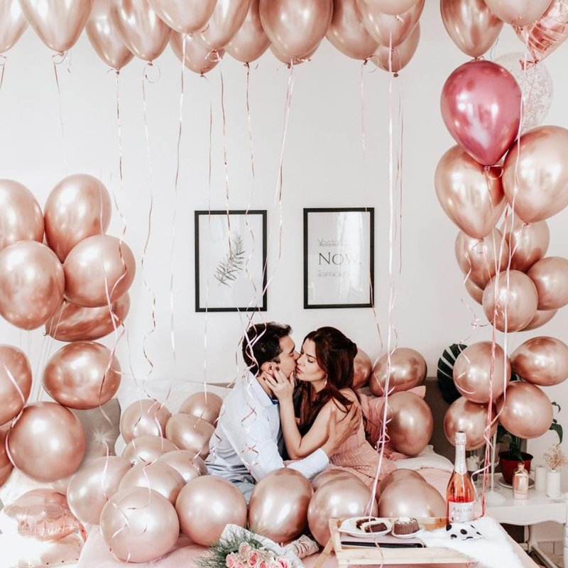 PartyWoo Rose Gold Balloons 20pcs 18 Inch Metallic Chrome Rose Gold Balloons for Wedding Anniversary Sweet 16 Baby Shower Bridal Shower Bridgerton Floral Birthday Party Decorations Rose Gold-G107