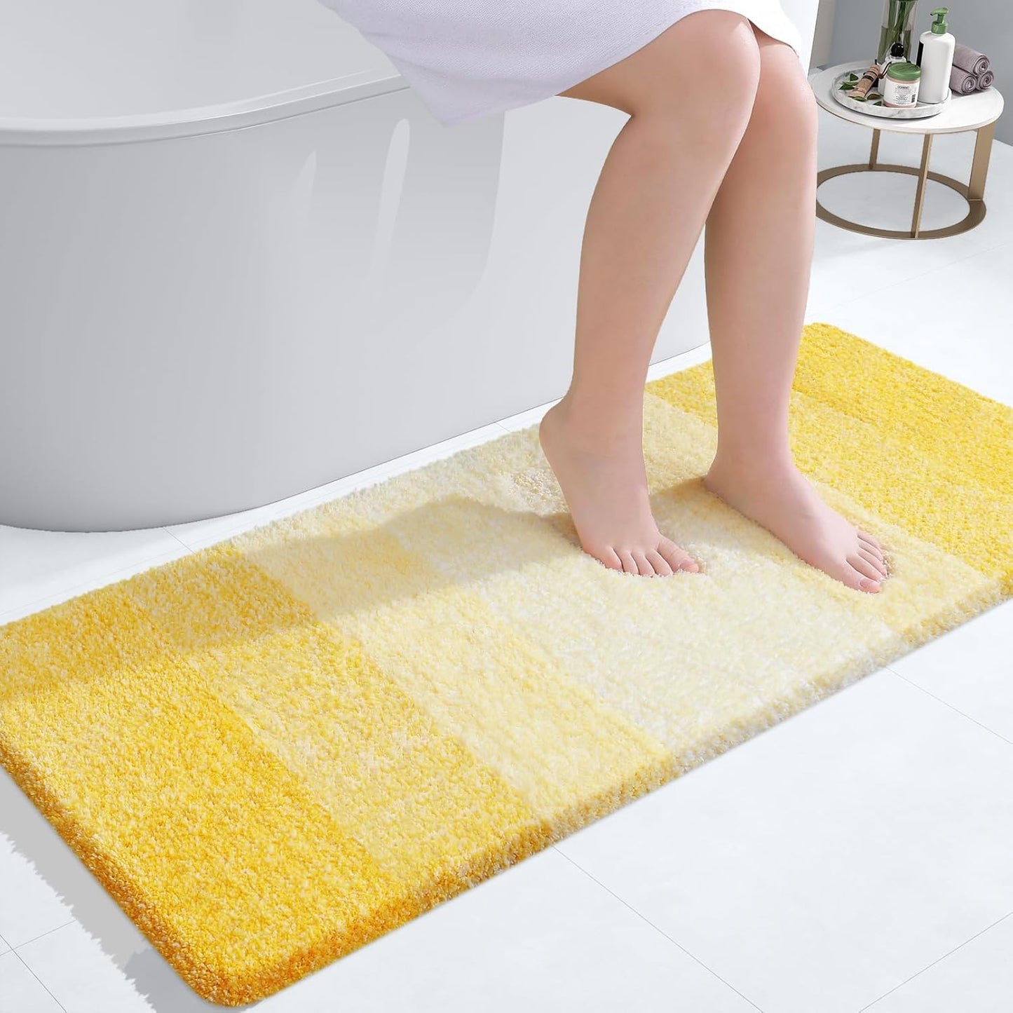 OLANLY Large Bathroom Rug Mat - Extra Soft Microfiber, Quick Dry & Machine Washable | 40x24, Yellow