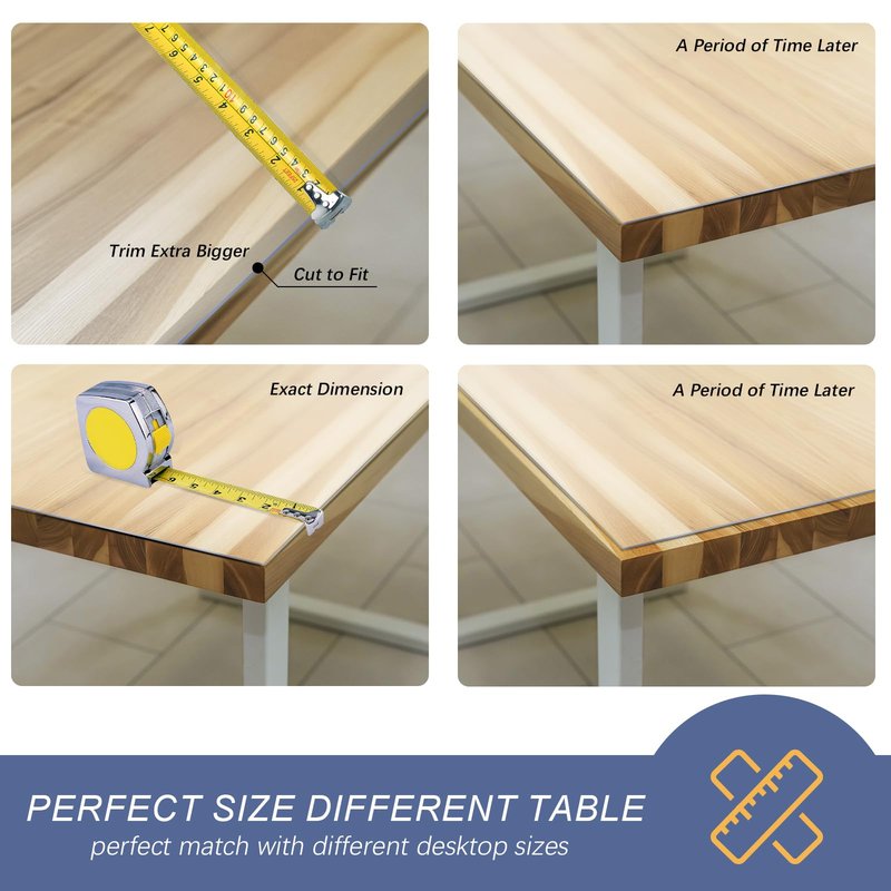 Vicwe Frosted Table Cover Protector 42 x 66 Inch, 1.5mm Thick Plastic Table Cover Rectangle,PVC Frosted Table Protector, Clear Table Cover for Night Stand, Writing Desk,Dining Room Table