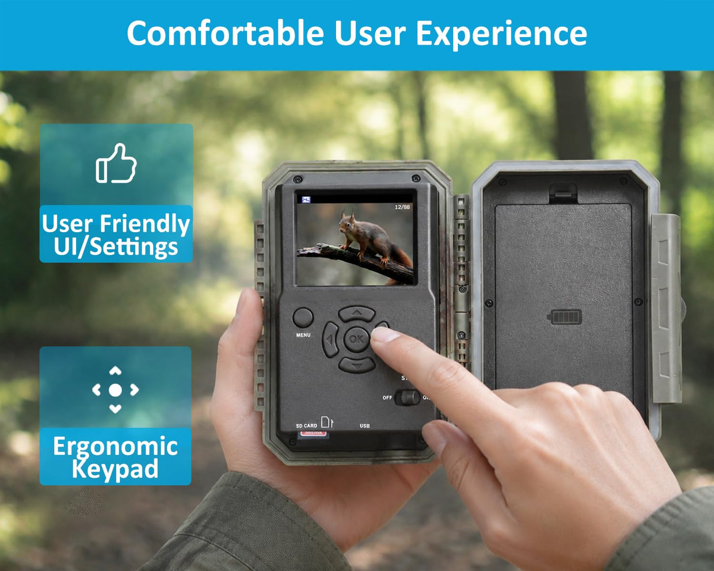 GardePro E5S 2-Pack Trail Camera (Non-Cellular, Non-WiFi), 64MP Photo & 1296P HD Video, 0.1s Trigger, 100ft No-Glow Night Vision, Motion Activated Wildlife Camera