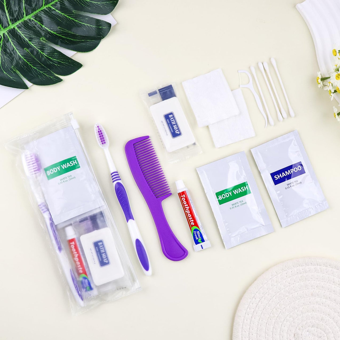 Pack of 100 Hygiene Kit, Toiletry Kit Bulk, Individually Packed, Travel Disposable Hygiene Kit, Homeless Care Package Supplies,Suitable for Hotel, Camping, Travel