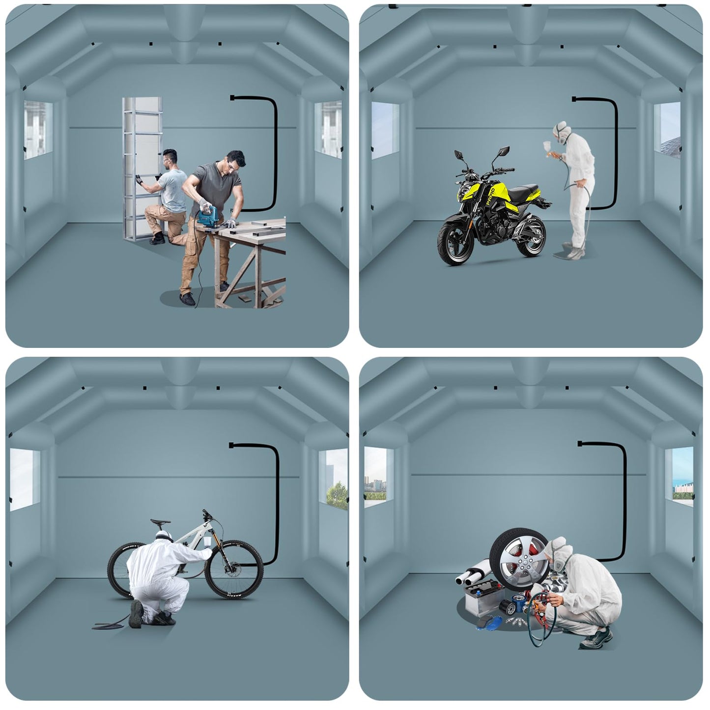 GONFLABLE 20 * 13.5 * 9FT Inflatable Spray Booth with One Blower 1100W, Airbrush Paint Booth Blow up Tents for Camping Auto Car Parking Workstation Club