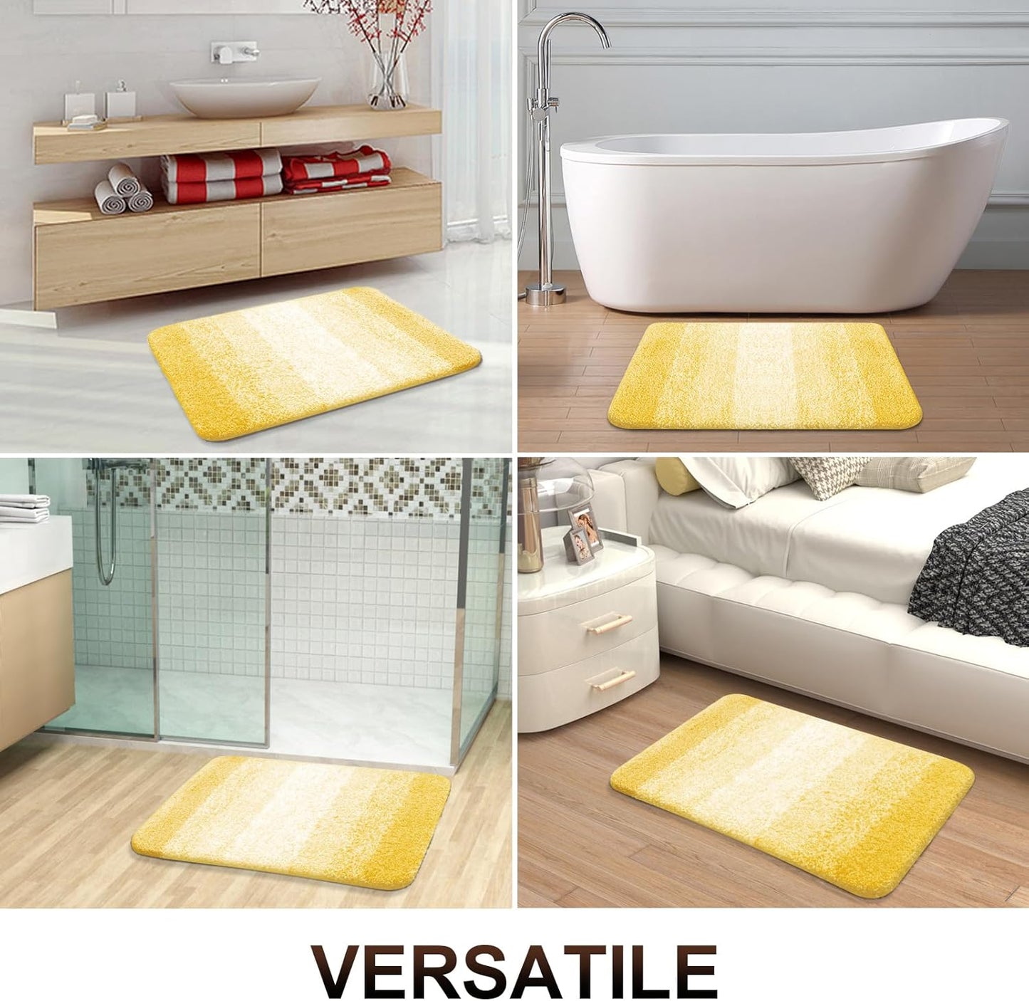 OLANLY Large Bathroom Rug Mat - Extra Soft Microfiber, Quick Dry & Machine Washable | 54x24 Yellow