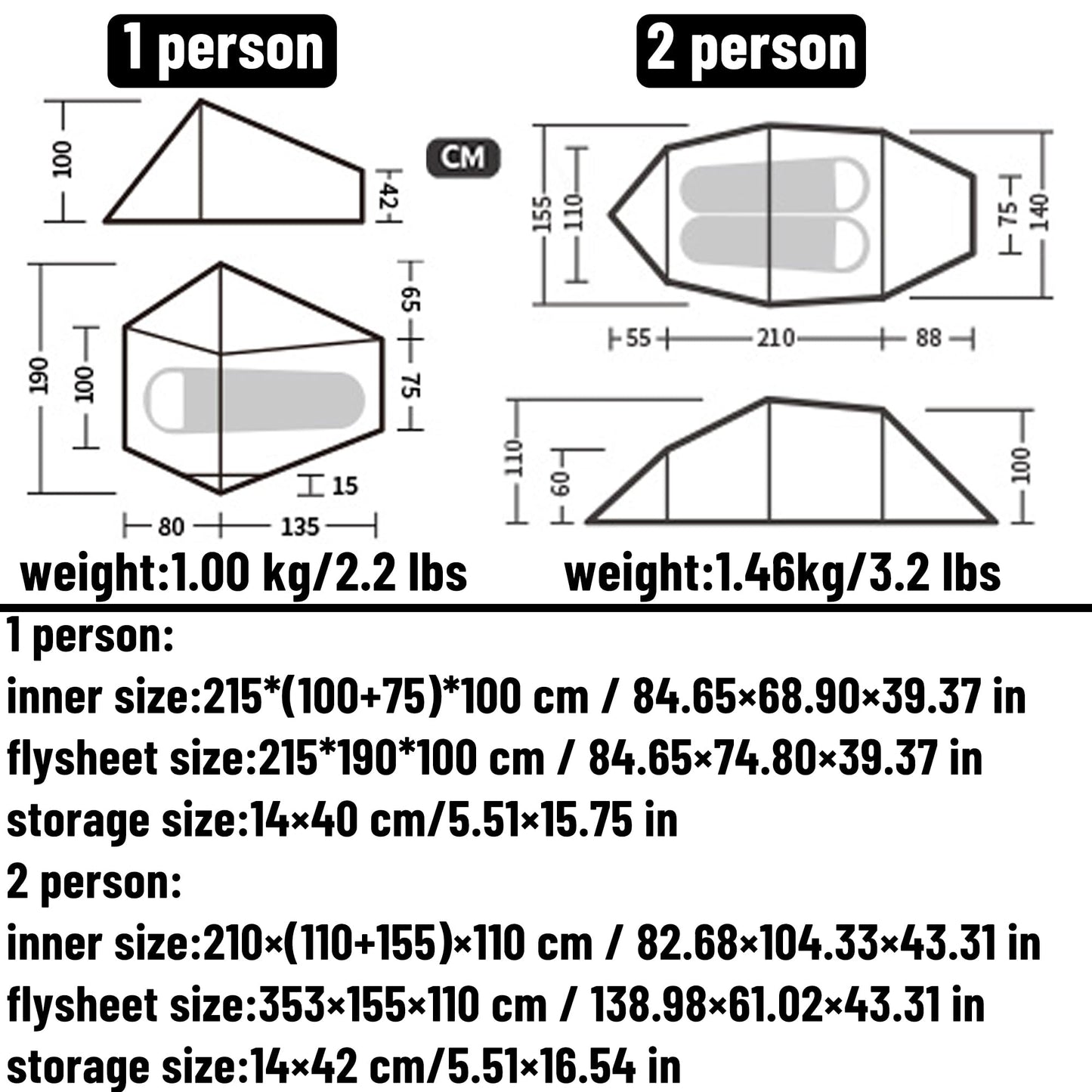 Naturehike Ultralight Solo Tunnel Tent - 1/2 Person Waterproof Tent with Lightweight Aluminum Pole, for Camping, Backpacking, Hiking, Hunting, Biking, Mountaineering, Easy Setup (1 Person)