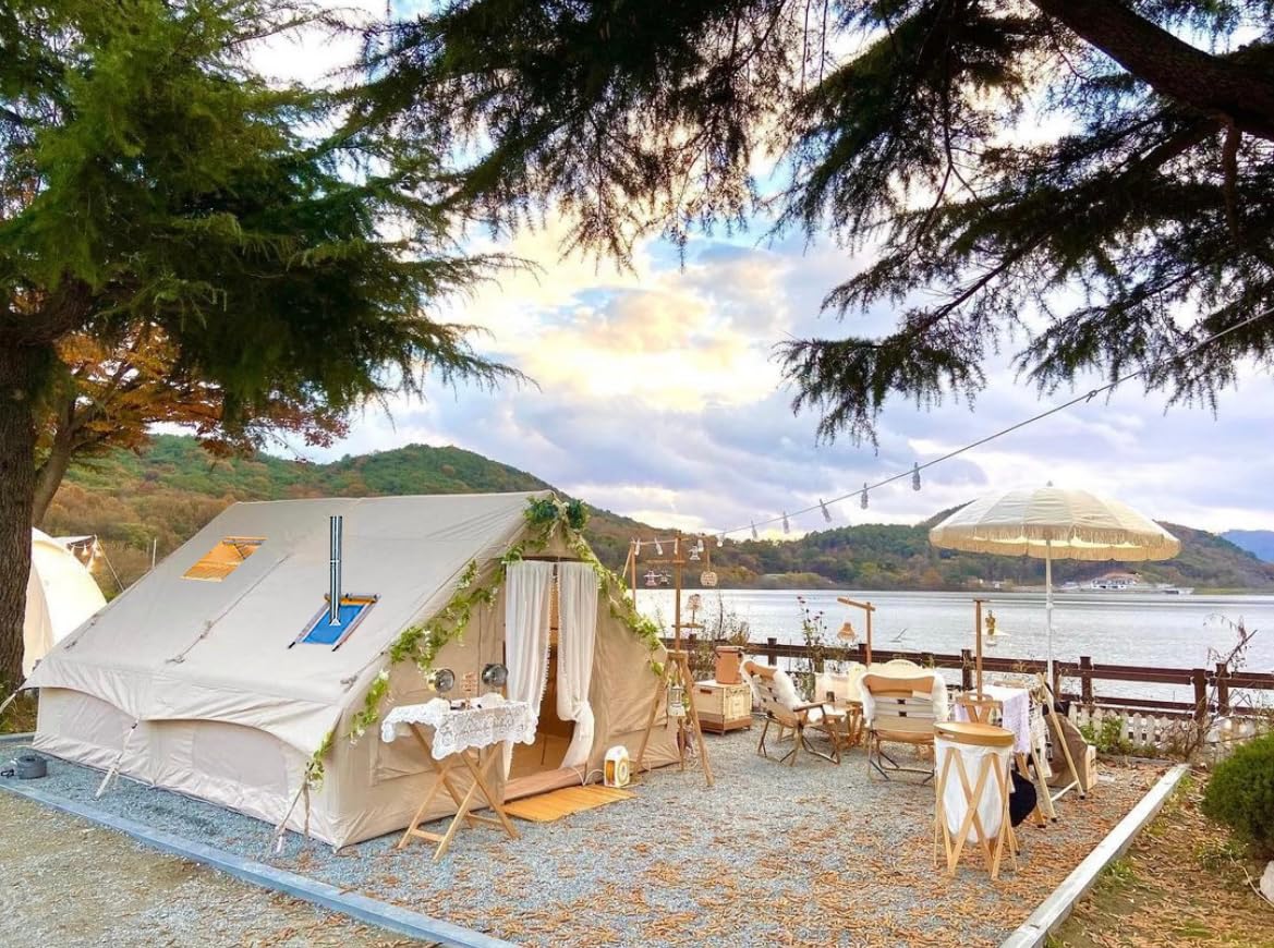 13' x 10' Inflatable Camping Tent for 8-10 Person,2/4/6/8 Person Large Inflatable Tent for Camping, 4 Season Blow up Tents Waterproof, Inflatable Hot Tent with Stove Jack
