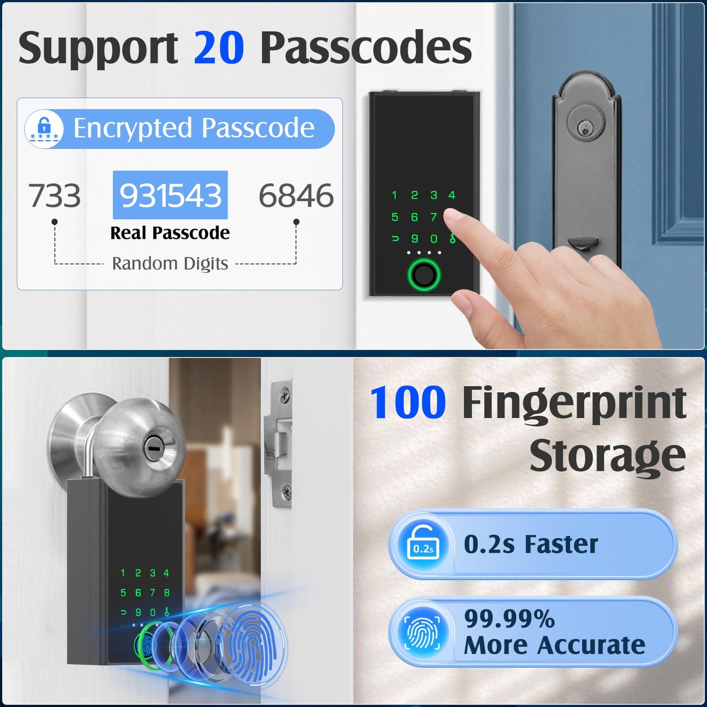 Smart Key Lock Box with Code, Dhiedas Large Fingerprint Lock Box with APP Control, Electronic Digital Weatherproof Security Hide Key Lock Box Wall Mount & Door Hanging for Outdoor Realtor Airbn