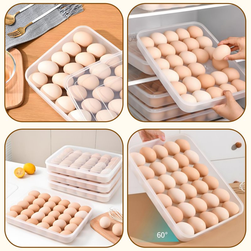 Acshio 3 Pack Deviled Egg Containers with Lid, 90 Slot Easter Plastic Egg Holder for Refrigerator, Clear Storage Egg Carrier Tray Stackable Egg Dispense for Party, Travel, Camping