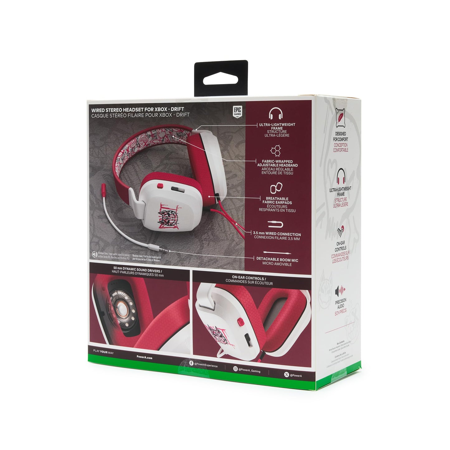 PowerA Wired Stereo Headset for Xbox Series X|S - Fortnite: Drift, Bonus Virtual Item Included, Signal Override Wrap, Headset, Stereo, Officially Licensed, Also Works with Xbox One and Windows 10/11