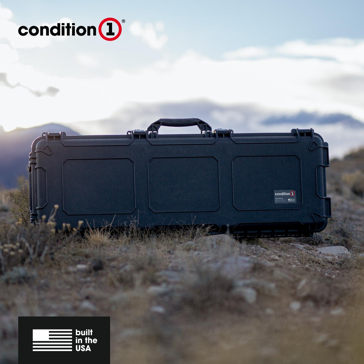 Condition 1 45” Dustproof Protective Luggage Case Model 1229, Lockable Storage Box With Customizable Foam Insert, IP67 Long Waterproof Hard Case, 44.52"x 16.32"x6.10" Black