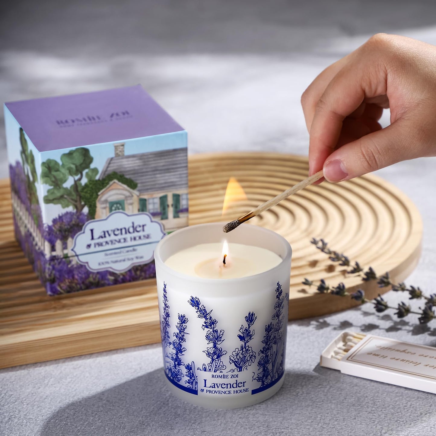 ROMIIE ZOI Scented Candle - Lavender & Rosemary- 6oz Aromatherapy Soy Wax Jar Candle for Home, Gifts for Women - 170g